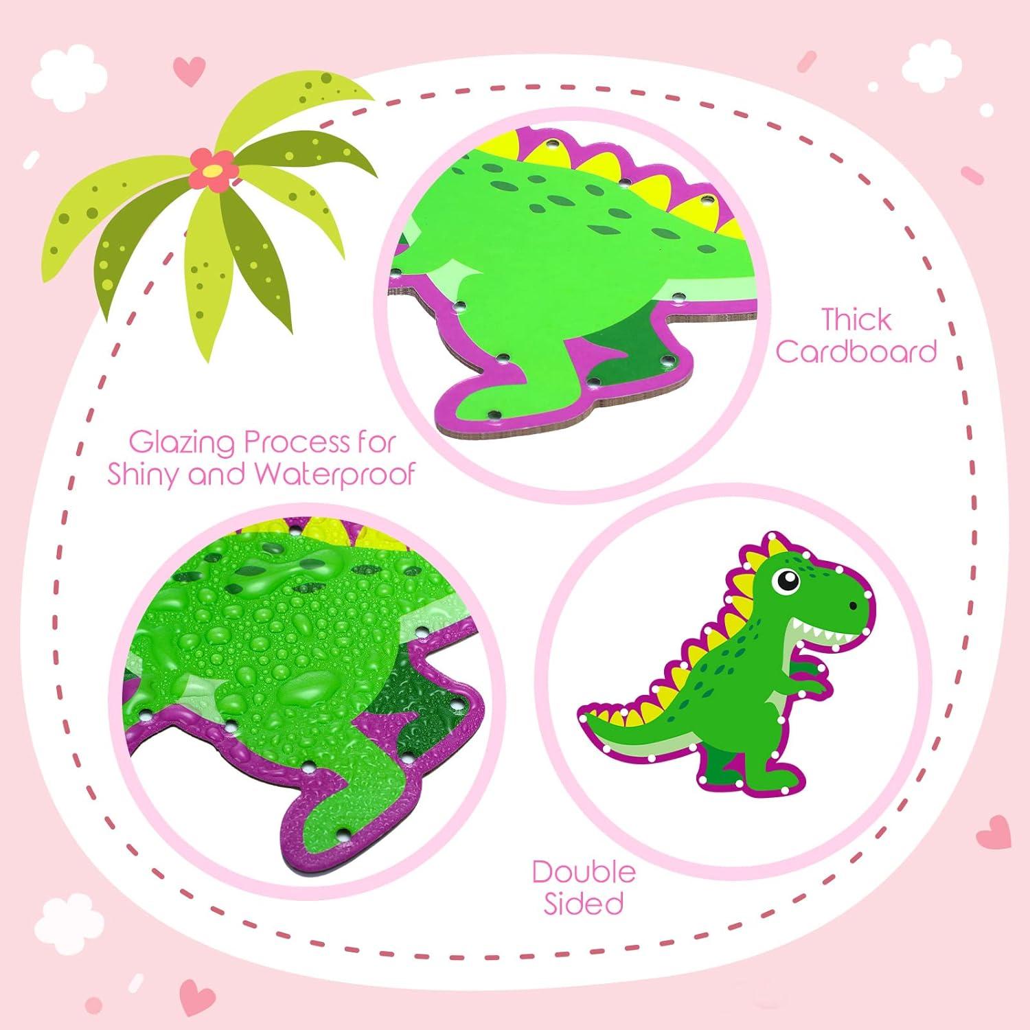 10 Tarjetas de Enhebrado Dinosaurios Pajean 15.24 cm Educativas