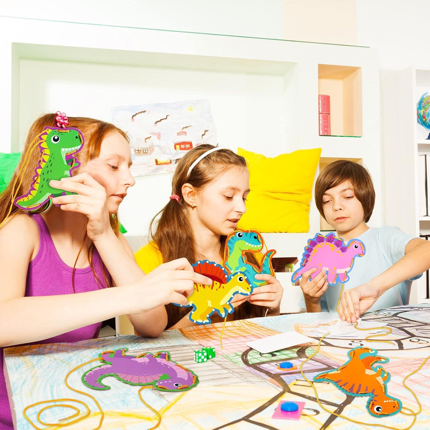 10 Tarjetas de Enhebrado Dinosaurios Pajean 15.24 cm Educativas