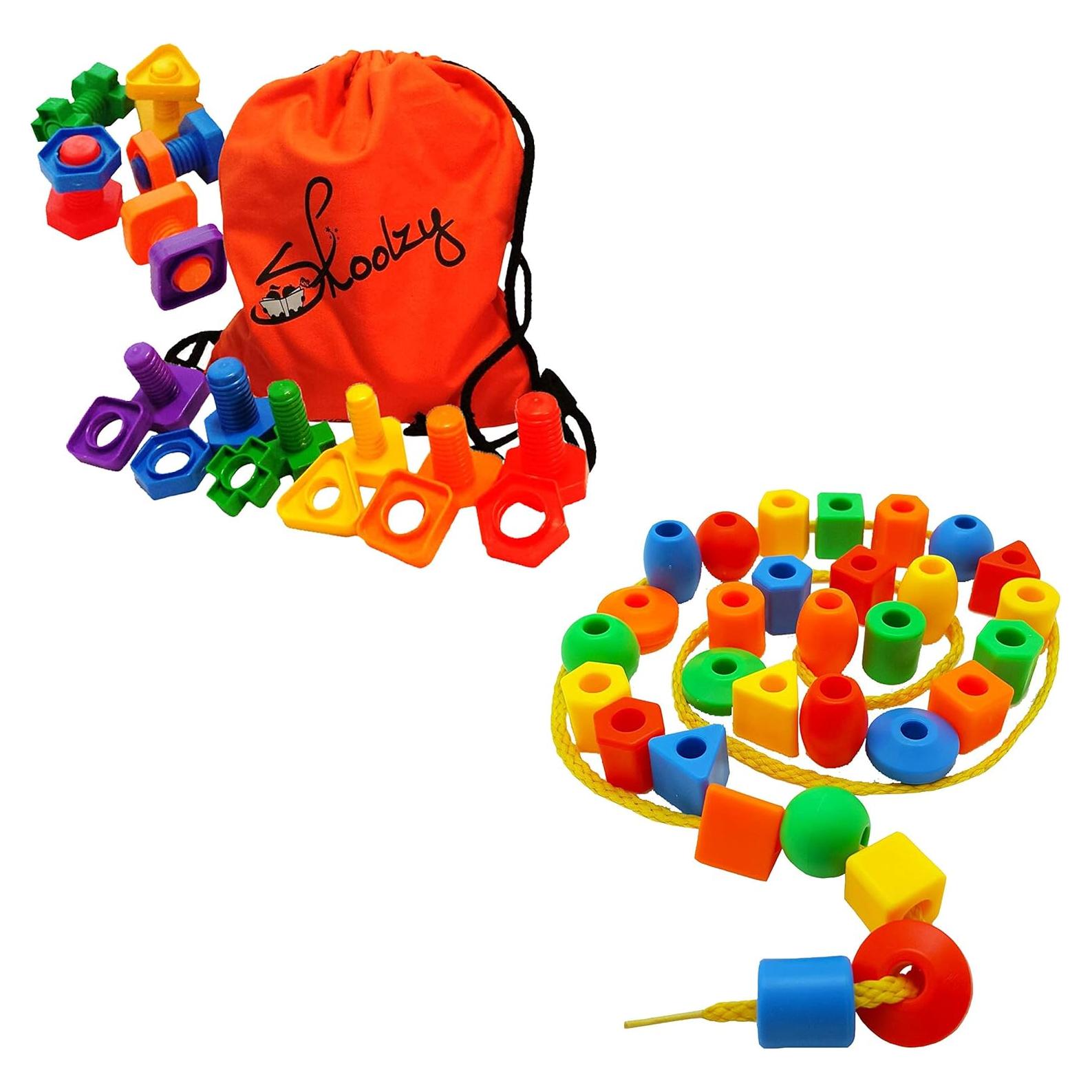 Cuentas de Enhebrar Jumbo Skoolzy - Juguetes Montessori 4 años