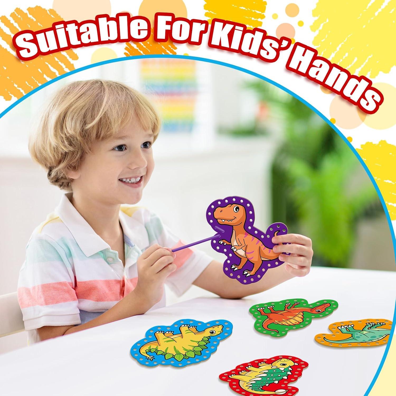 Kit de Costura para Niños Quilinz - Tarjetas de Enhebrado Dinosaurios