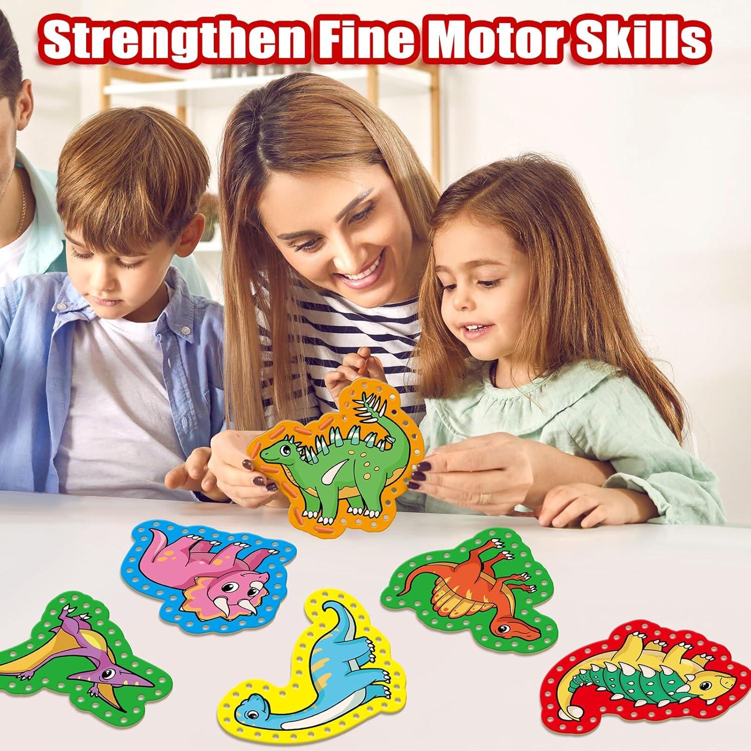 Kit de Costura para Niños Quilinz - Tarjetas de Enhebrado Dinosaurios