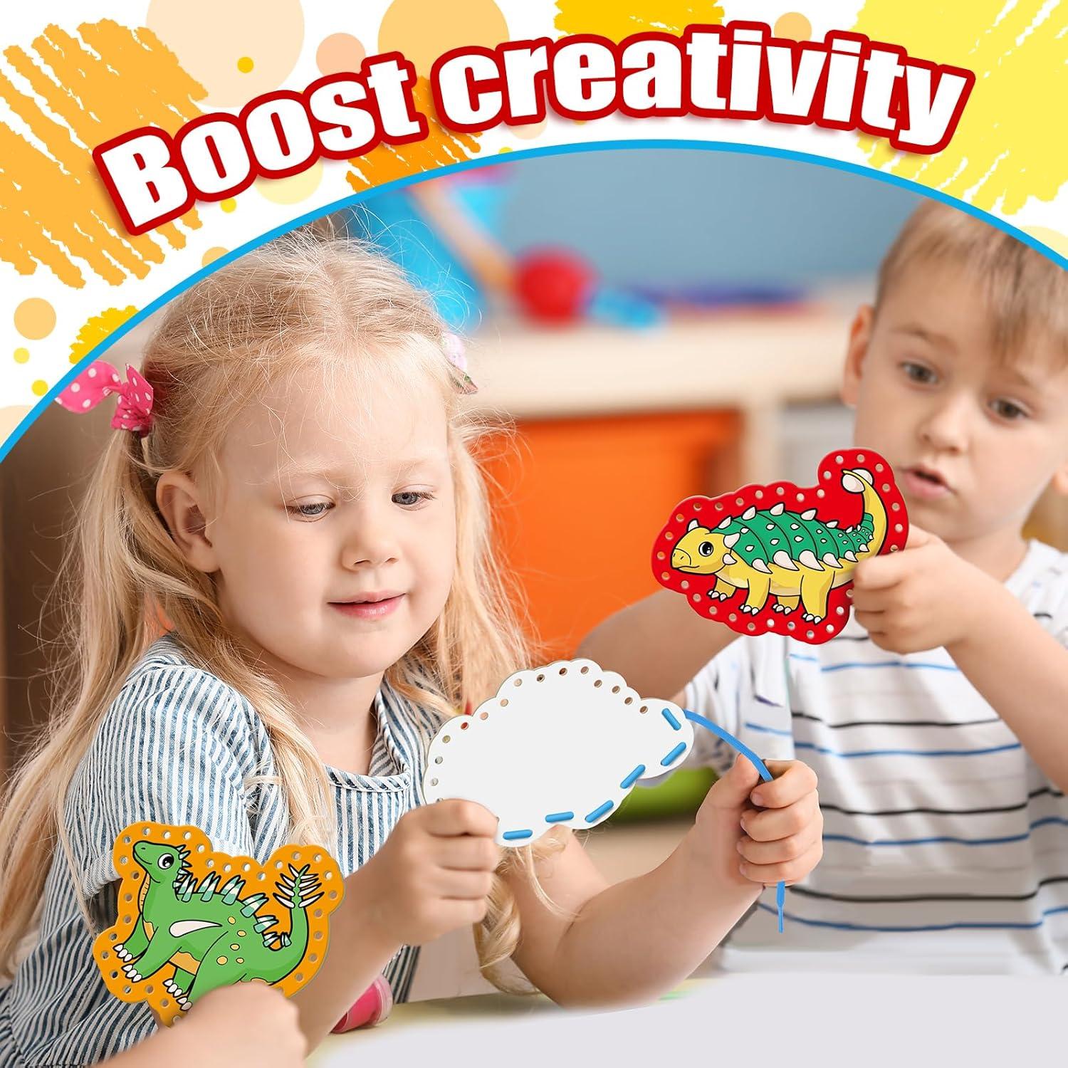 Kit de Costura para Niños Quilinz - Tarjetas de Enhebrado Dinosaurios