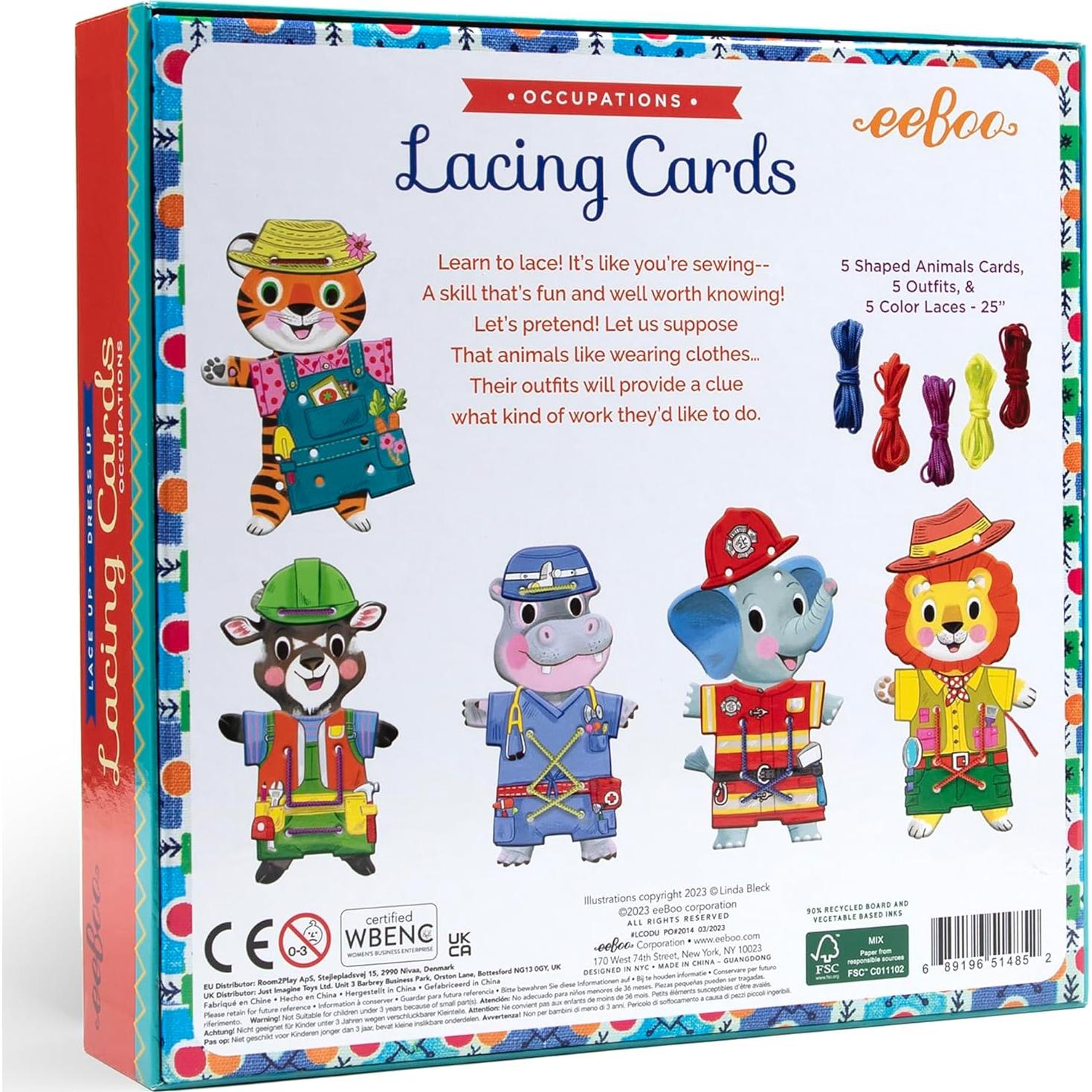 Tarjetas de Enhebrado para Vestir eeBoo - 5 Personajes y Atuendos