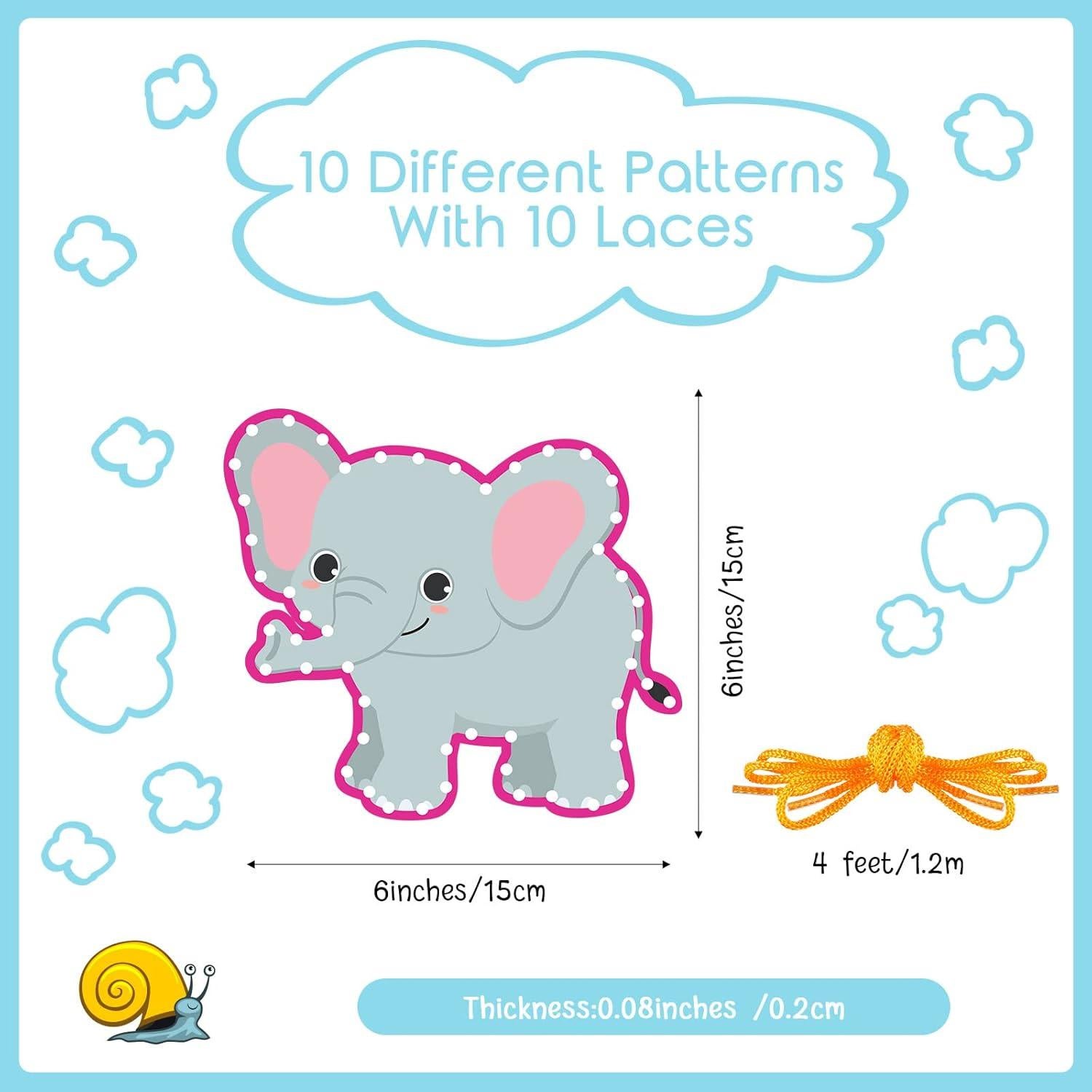 10 Tarjetas de Enhebrado de Animales Jungle - Suministros Educativos