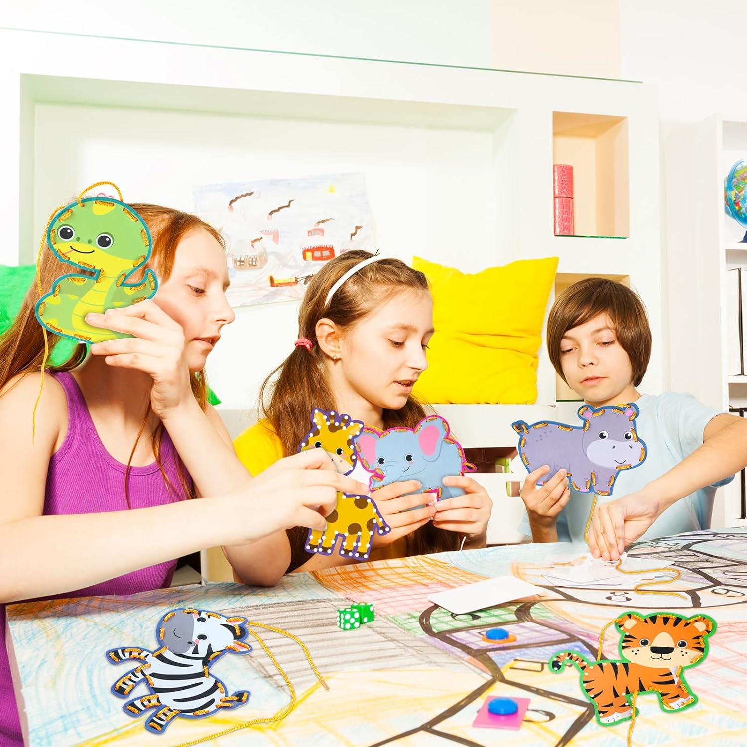 10 Tarjetas de Enhebrado de Animales Jungle - Suministros Educativos