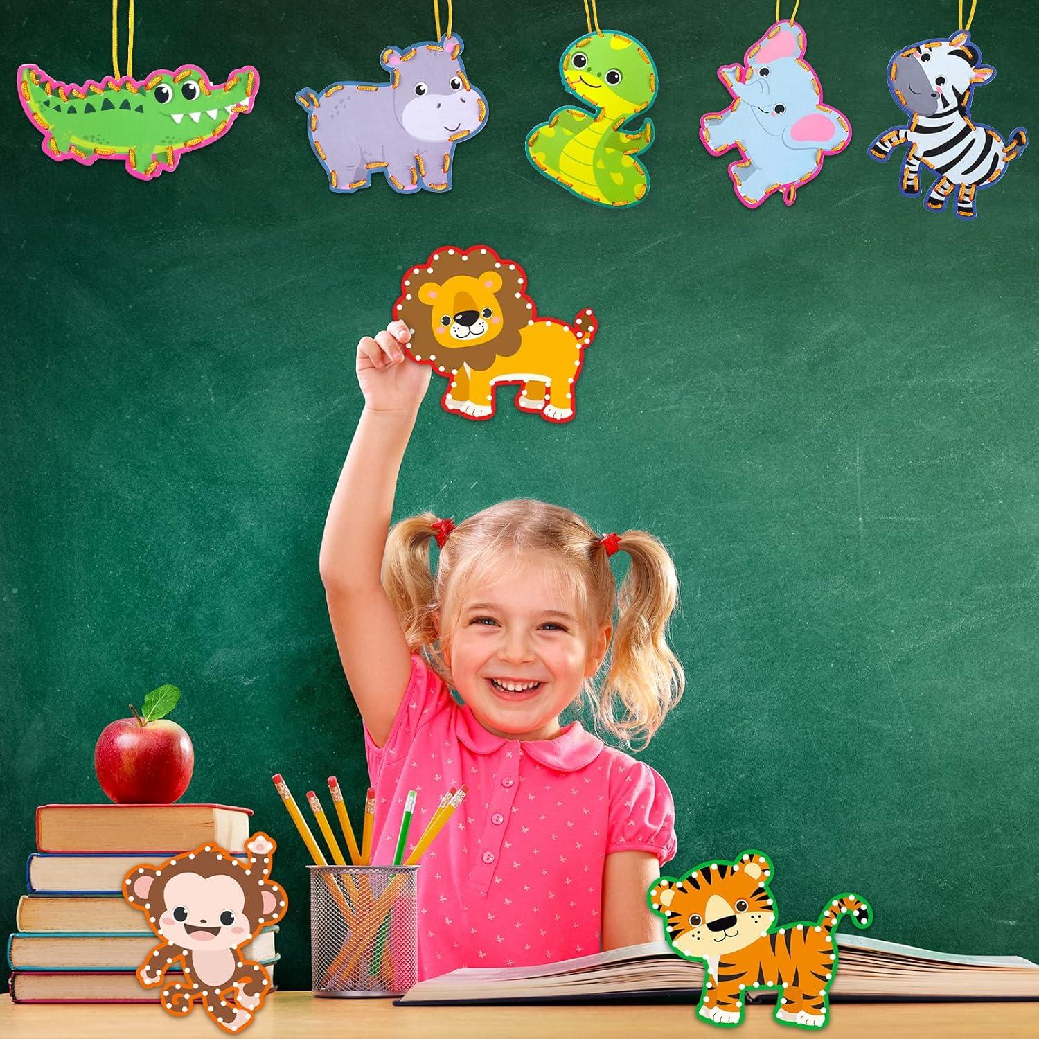 10 Tarjetas de Enhebrado de Animales Jungle - Suministros Educativos