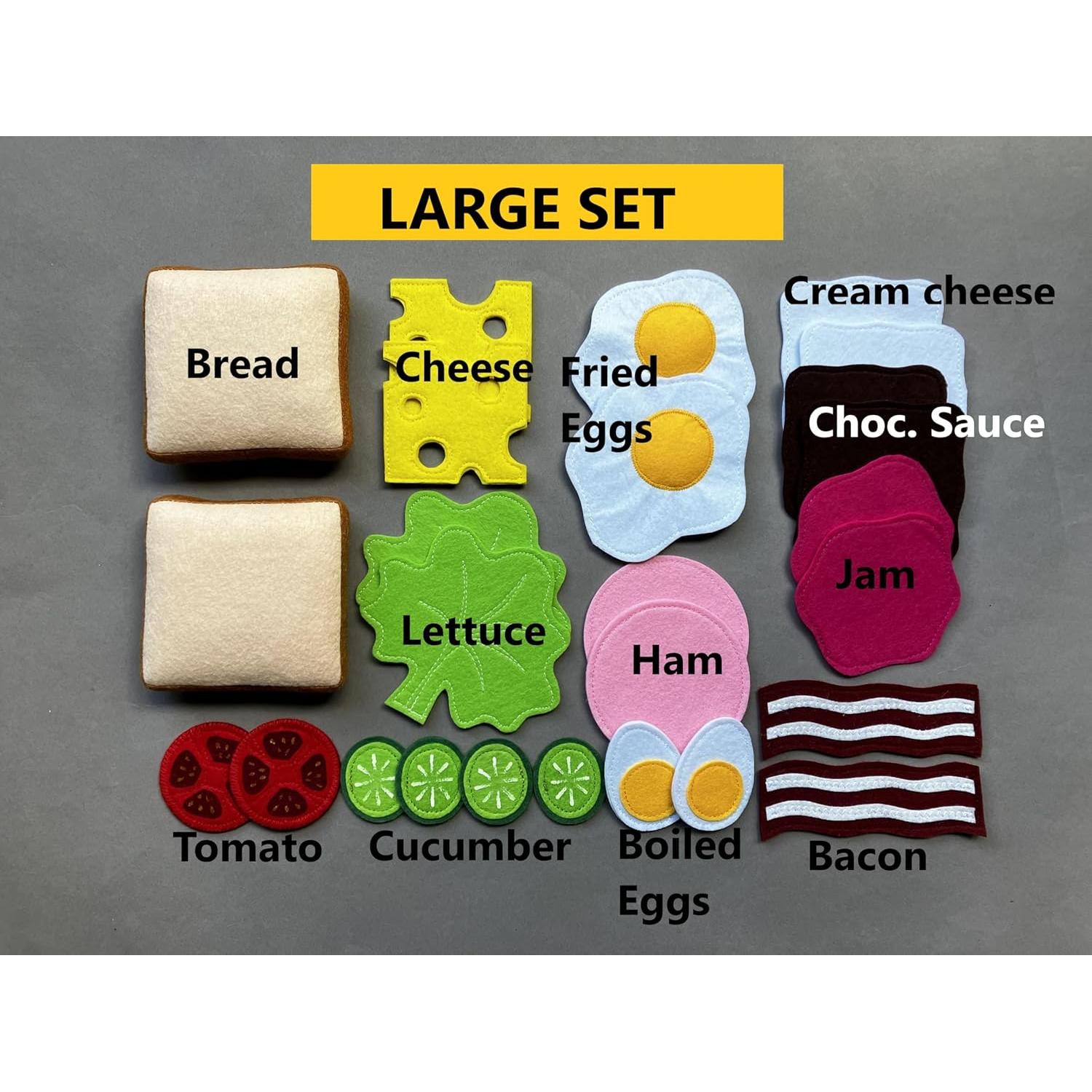 Juego de Desayuno de Fieltro Hecho a Mano - 26 Piezas Montessori