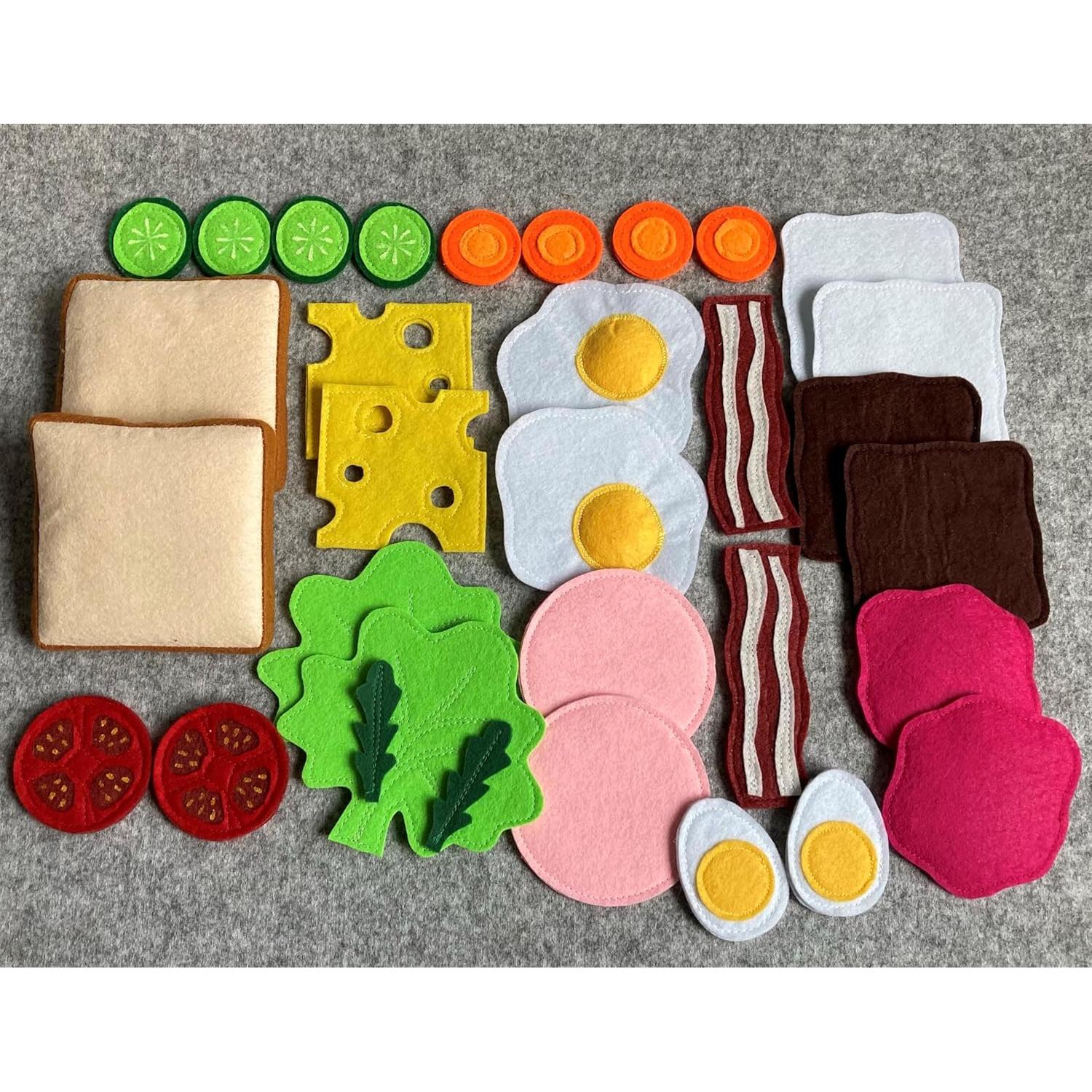 Juego de Desayuno de Fieltro Hecho a Mano - 26 Piezas Montessori