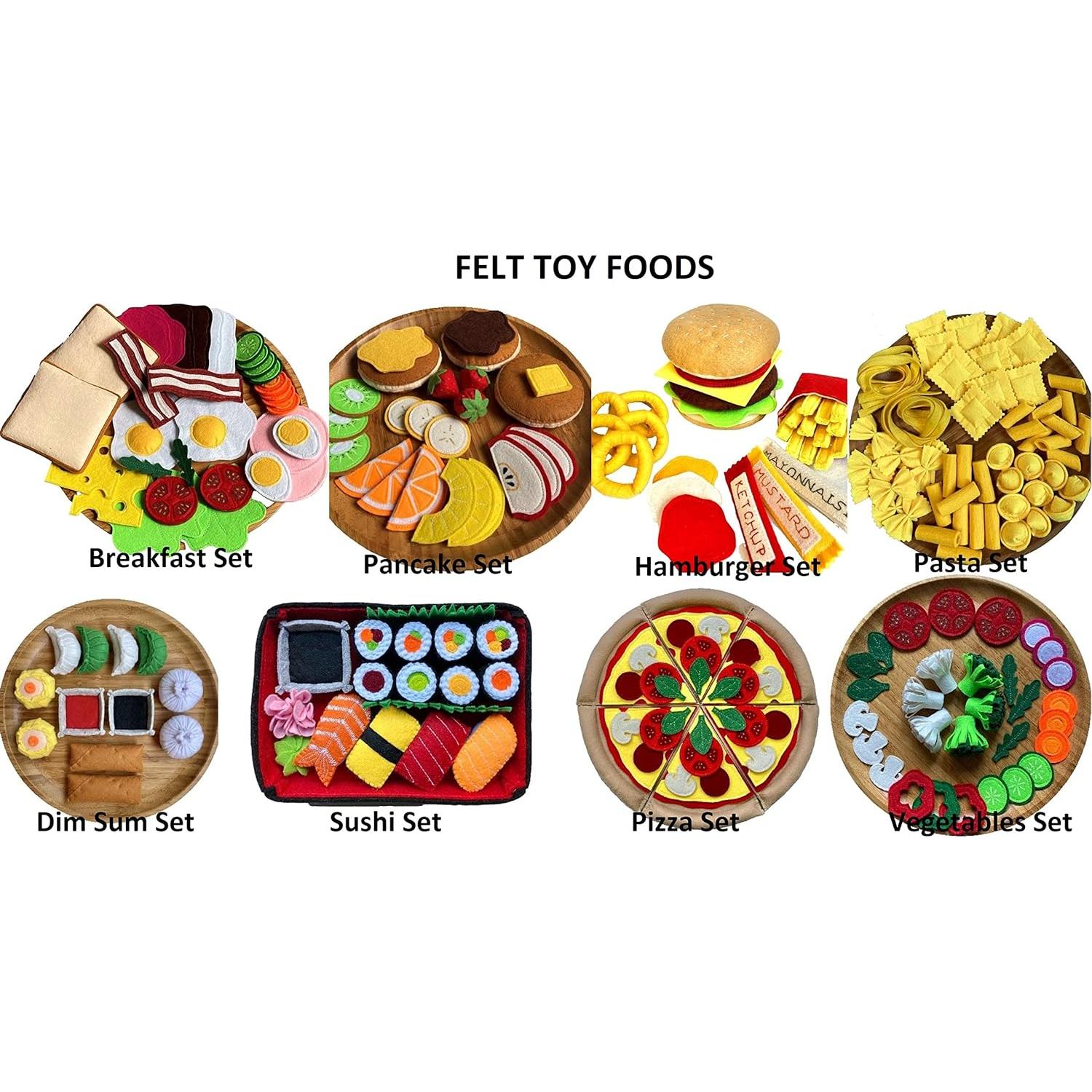 Juego de Desayuno de Fieltro Hecho a Mano - 26 Piezas Montessori