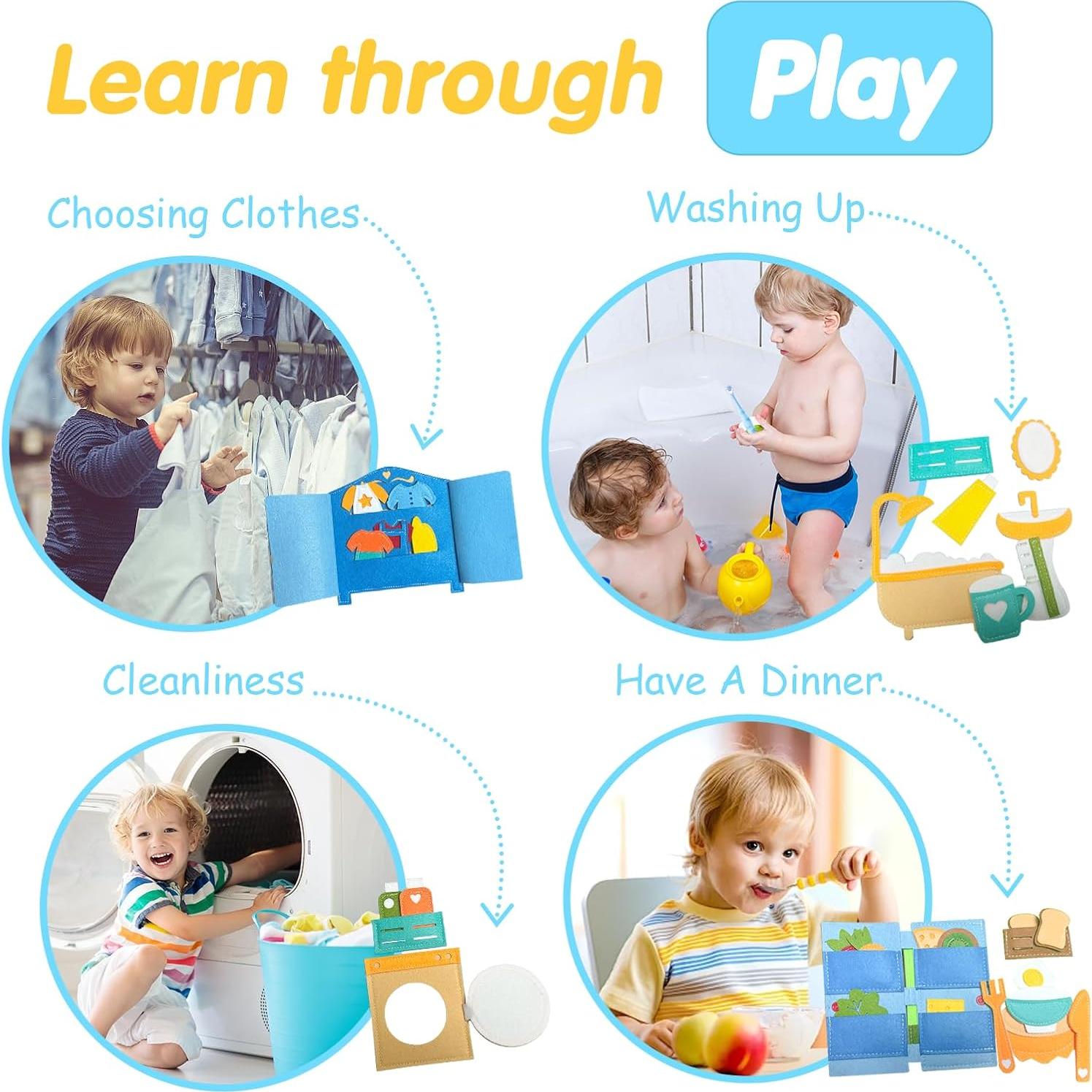 Libro Ocupado Montessori de Fieltro para Niños 3-6 Años