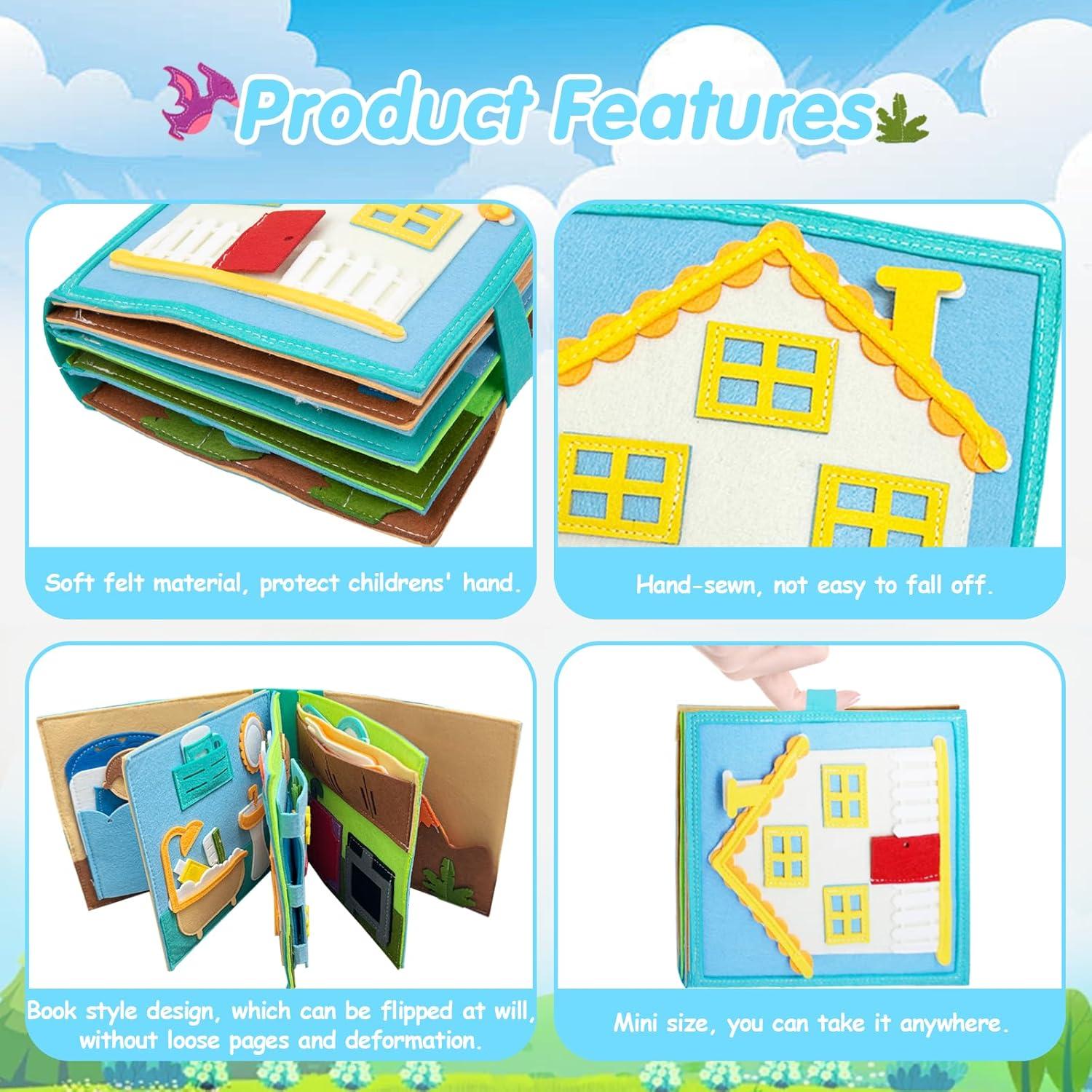 Libro Ocupado Montessori de Fieltro para Niños 3-6 Años