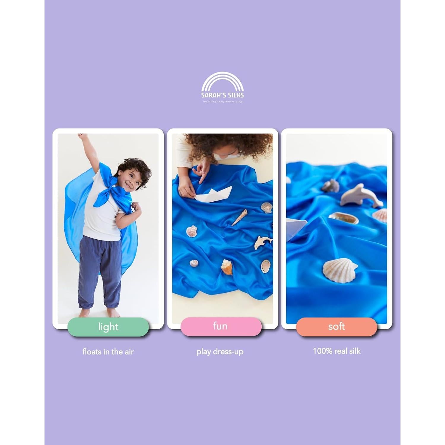 Seda para Jugar de Sarah - 100% Seda Real Teñida a Mano 89x89cm