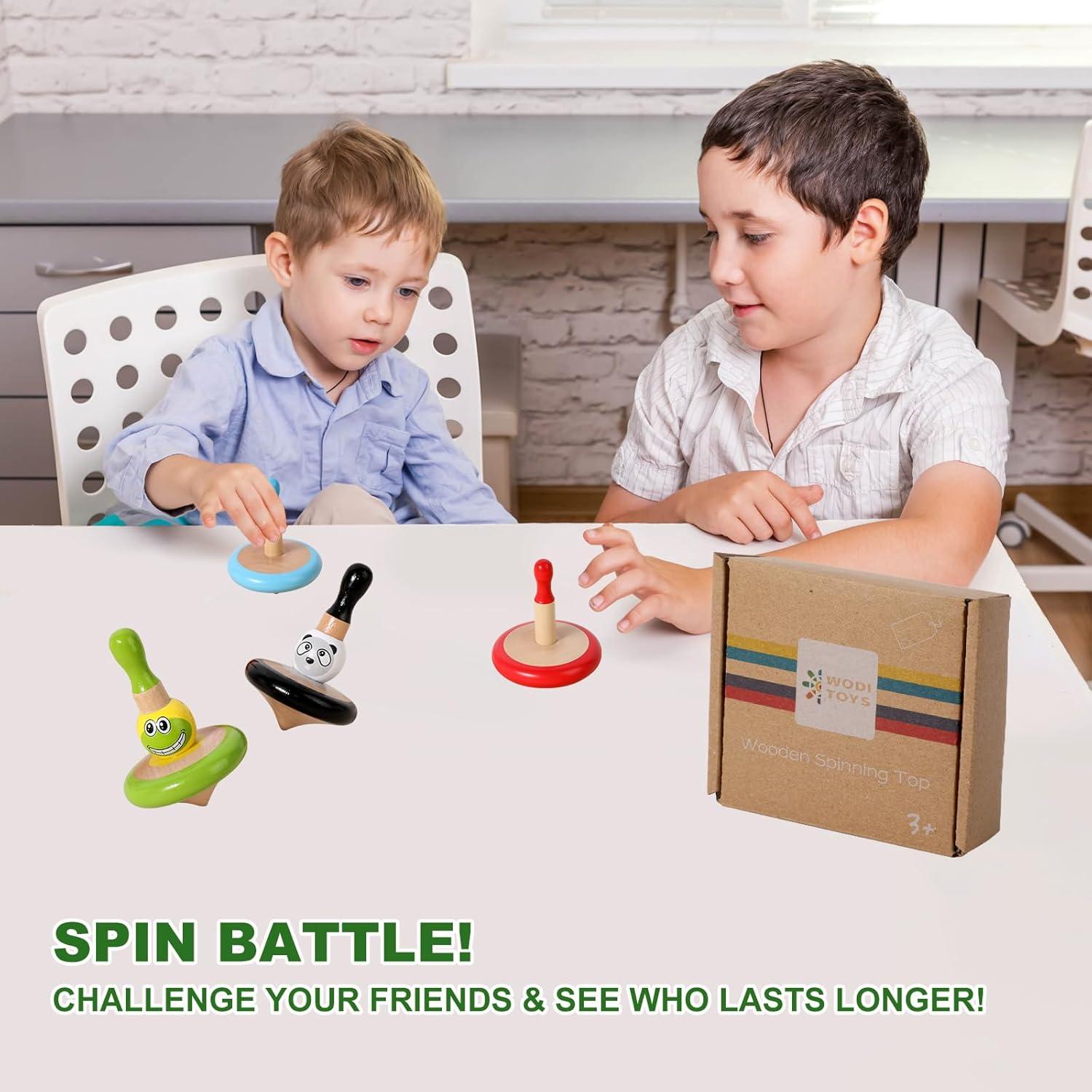 Trompos de Madera WODI - Juguetes Educativos para Niños 4 Piezas