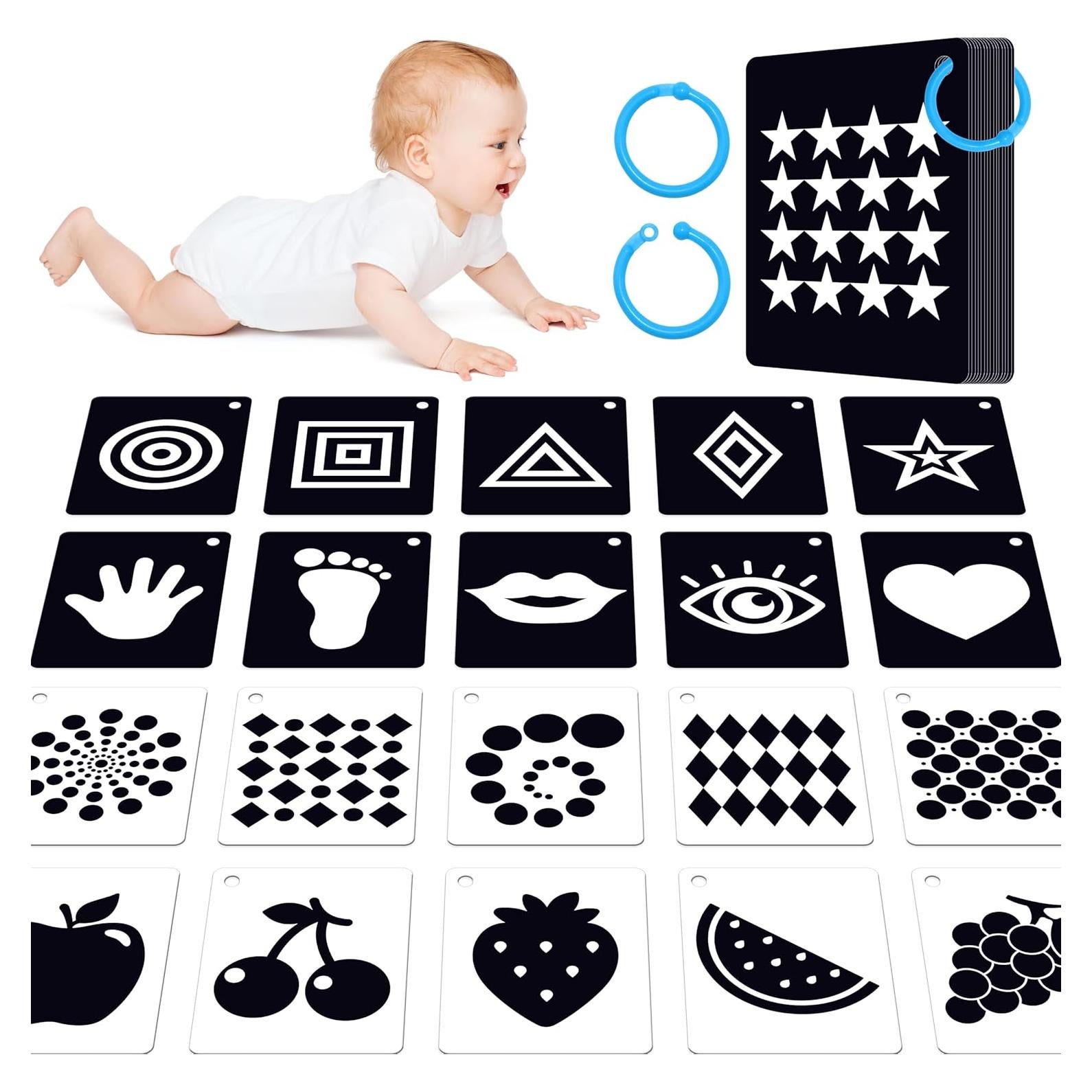 50 Tarjetas de Flash Alto Contraste SpriteGru para Bebés