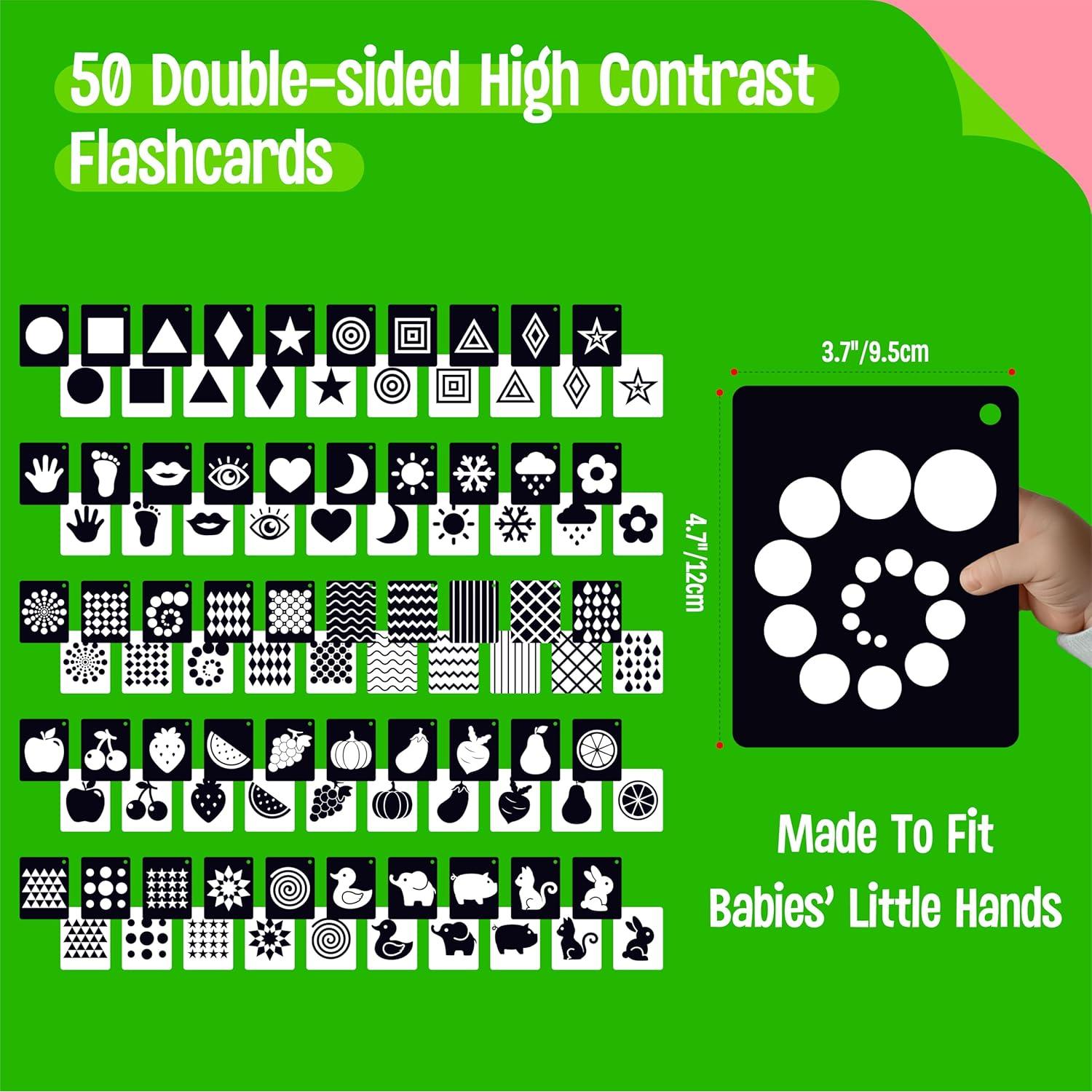 50 Tarjetas de Flash Alto Contraste SpriteGru para Bebés