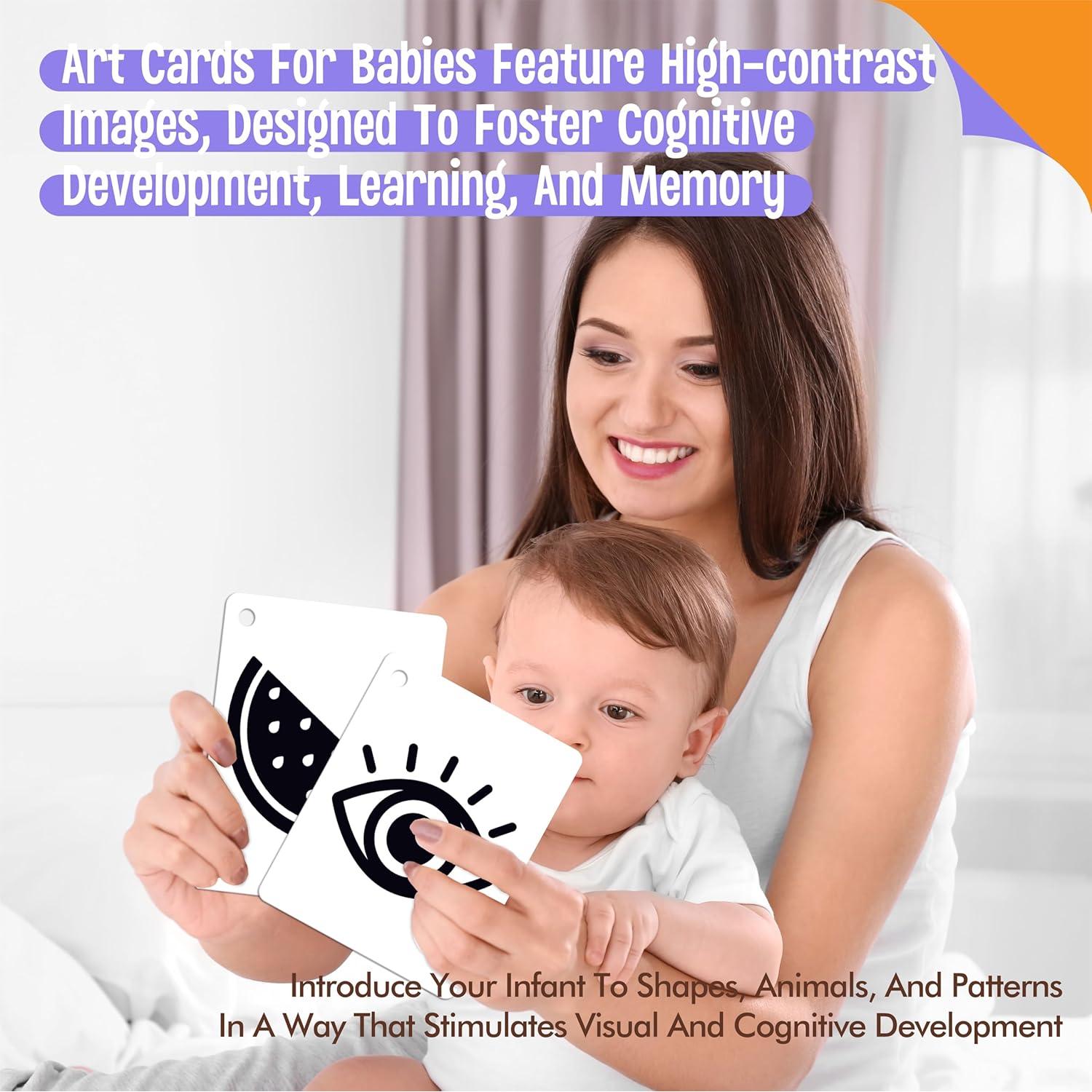 50 Tarjetas de Flash Alto Contraste SpriteGru para Bebés