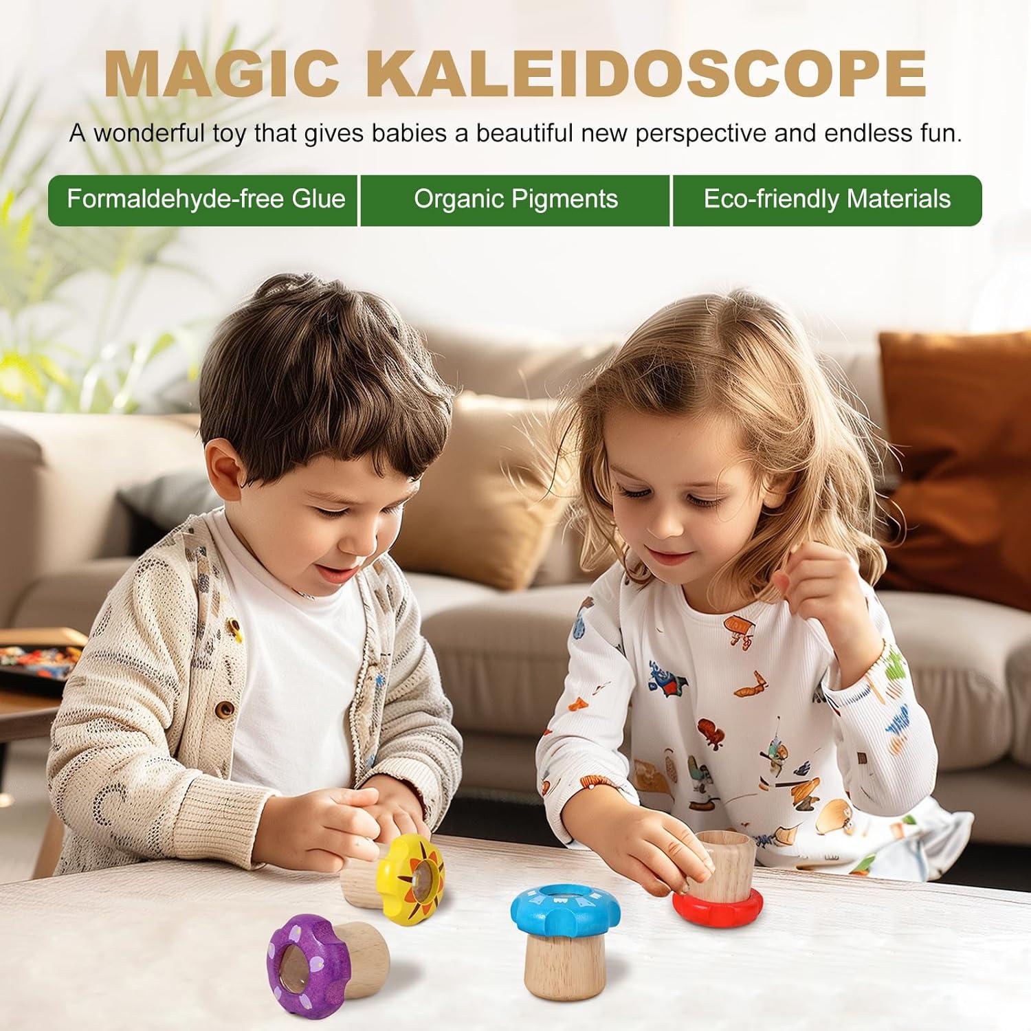 Kaleidoscopio de Madera WODI Rojo - Juguete Educativo Montessori