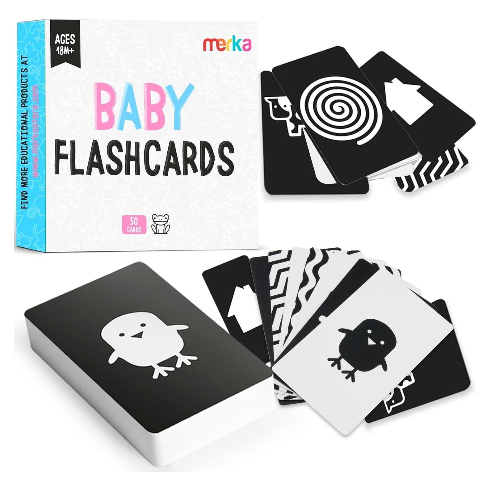 Tarjetas Flash Merka para Bebés - Set de 50 Alto Contraste