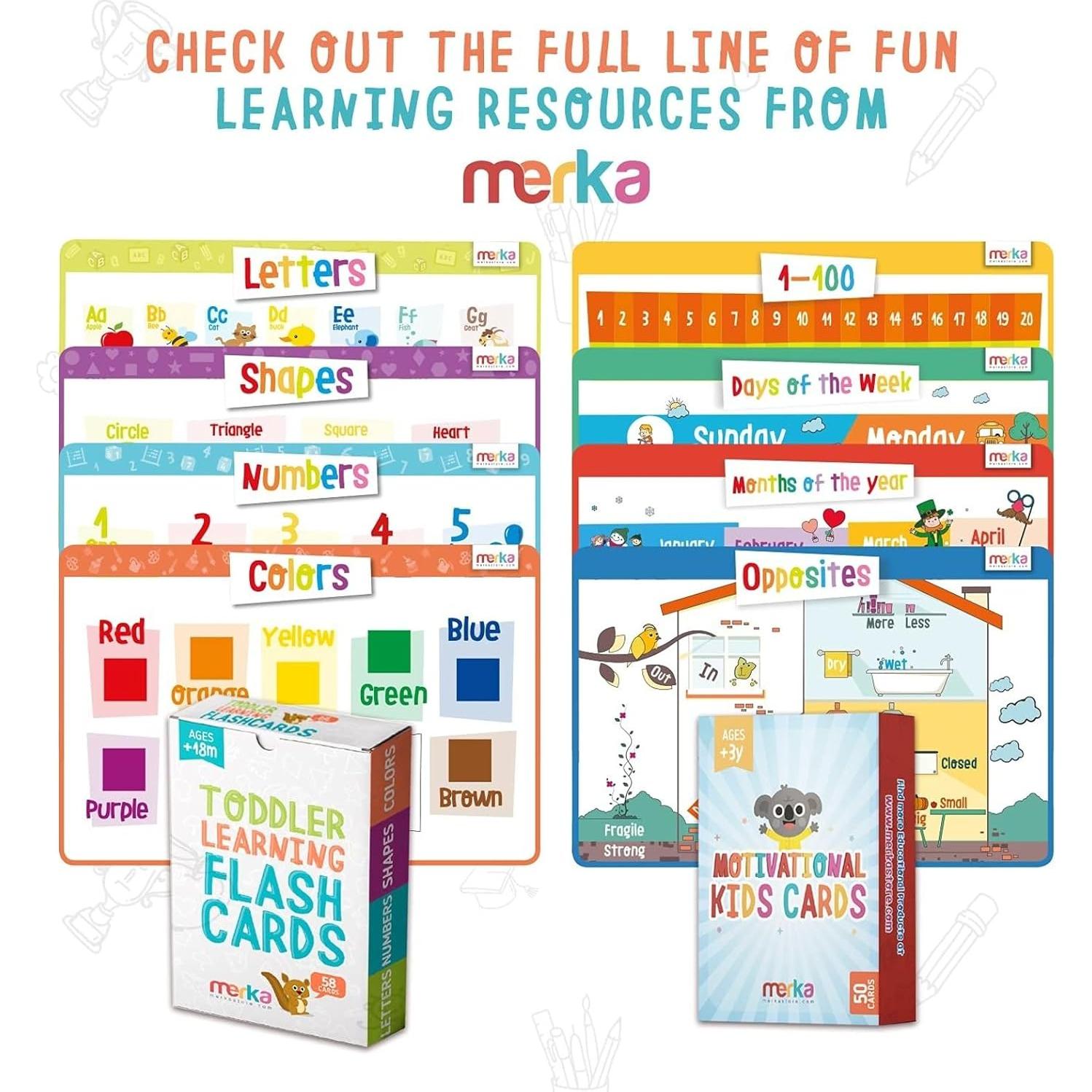 Tarjetas Flash Merka para Bebés - Set de 50 Alto Contraste