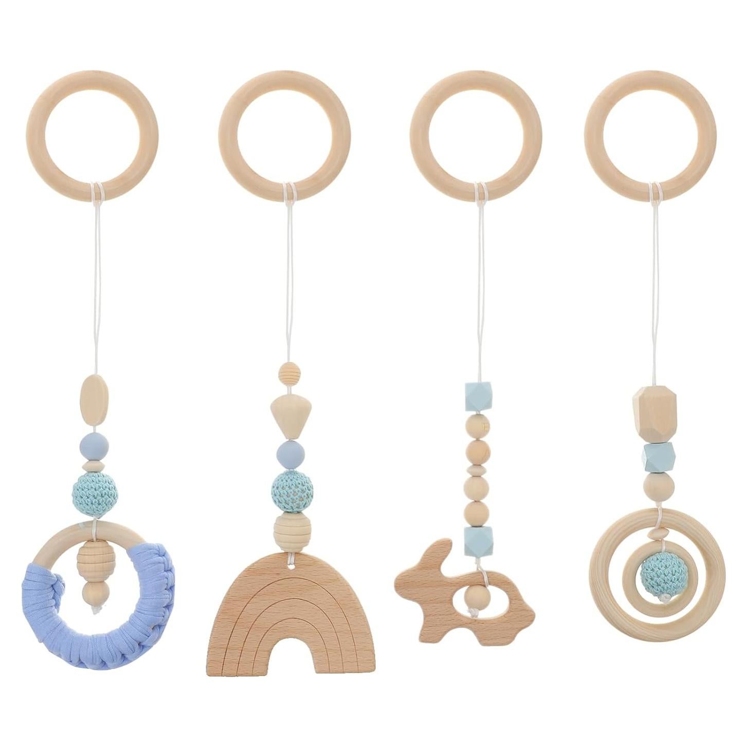 Anillos de Dentición de Madera para Bebés 4 Pcs - Juguetes Montessori
