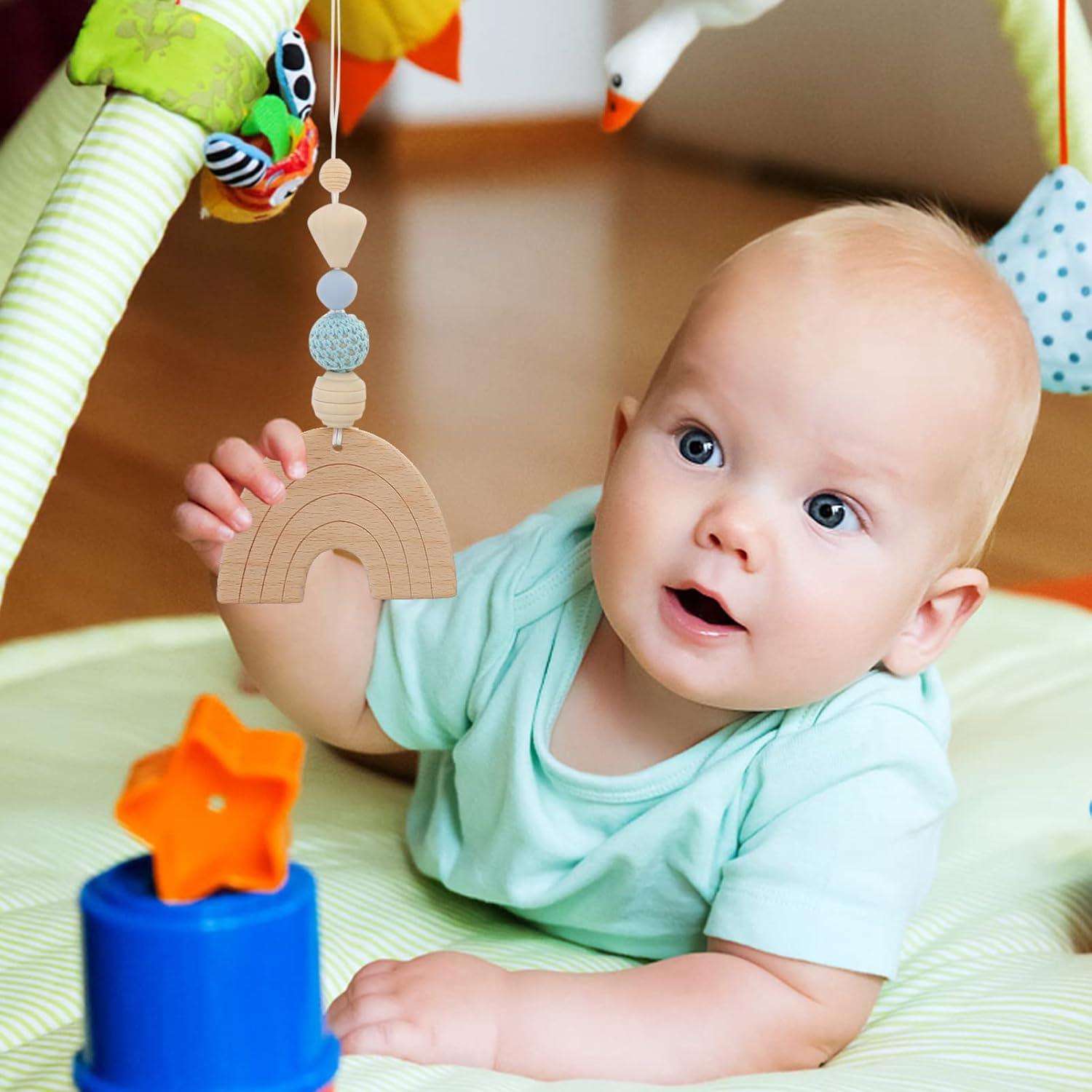 Anillos de Dentición de Madera para Bebés 4 Pcs - Juguetes Montessori