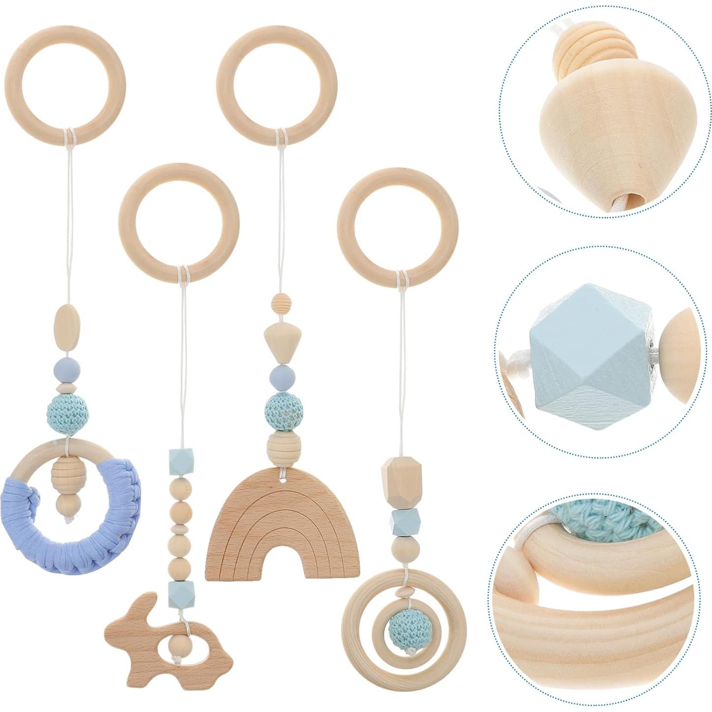 Anillos de Dentición de Madera para Bebés 4 Pcs - Juguetes Montessori