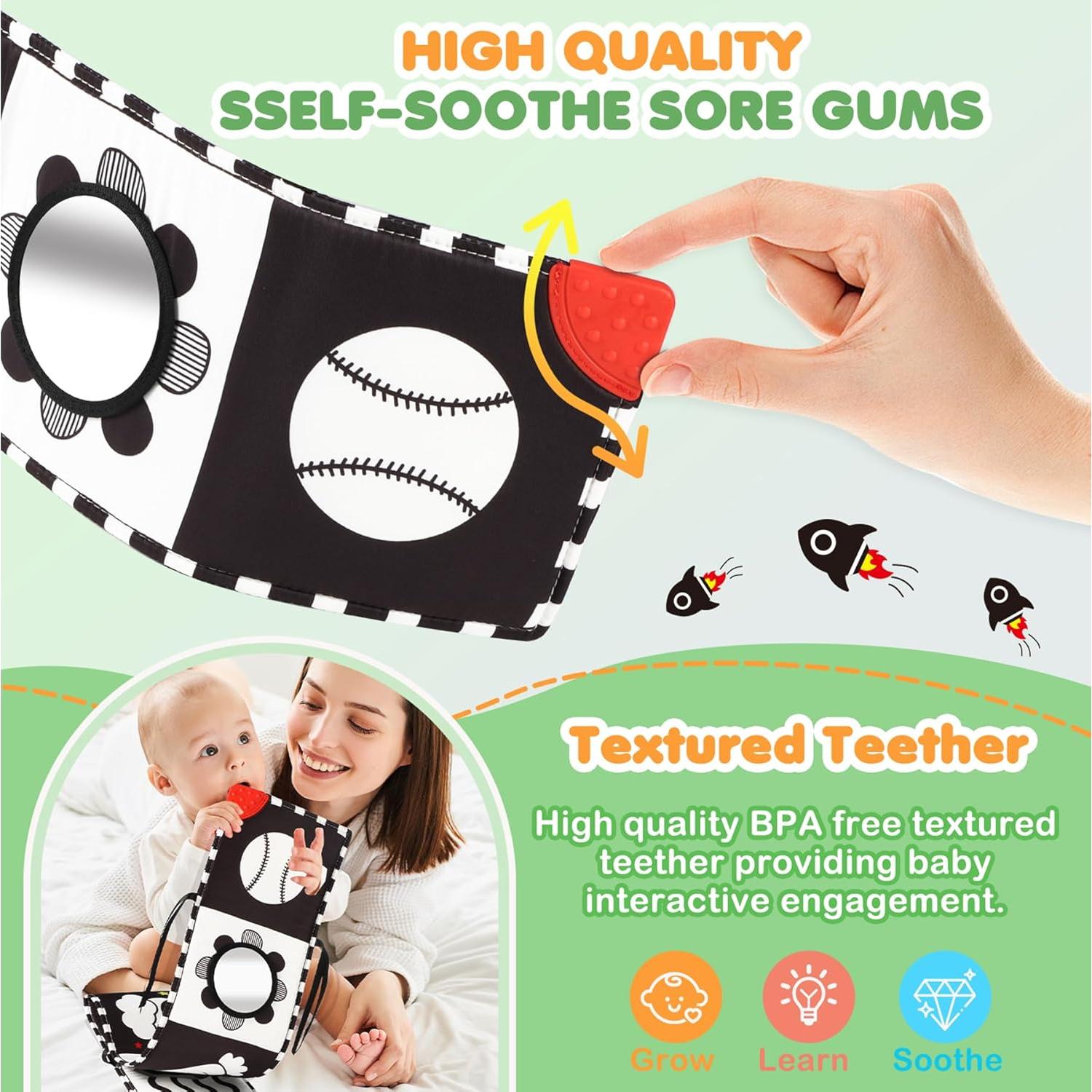 Libro Sensorial para Bebés BBWOO - Alto Contraste 0-12 Meses