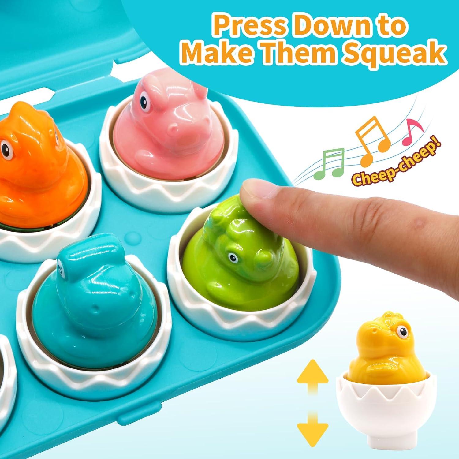 MOONTOY Dinosaur Egg Toys for Toddlers 1-3 Matching Game, Dino Eggs Montessori Toys for Babies 6-12 Month Baby Puzzles 12-18 Months Play Shape Sorter Sorting Sensory Gift Easter Basket Stuffers