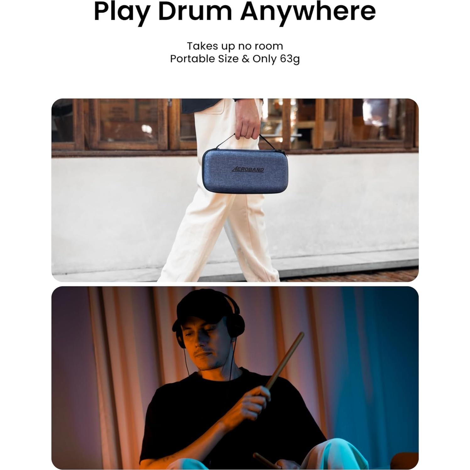 Batería Electrónica AeroBand PocketDrum2 MAX - 8 Tonos, Bluetooth, USB MIDI