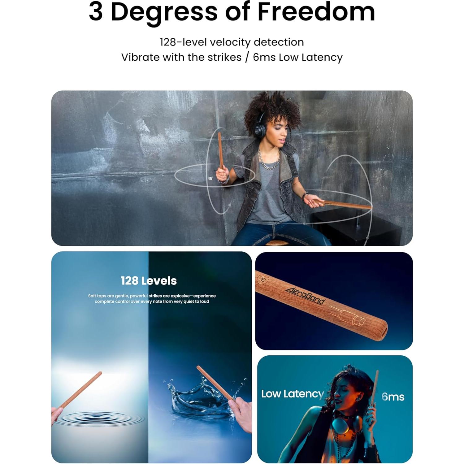 Batería Electrónica AeroBand PocketDrum2 MAX - 8 Tonos, Bluetooth, USB MIDI