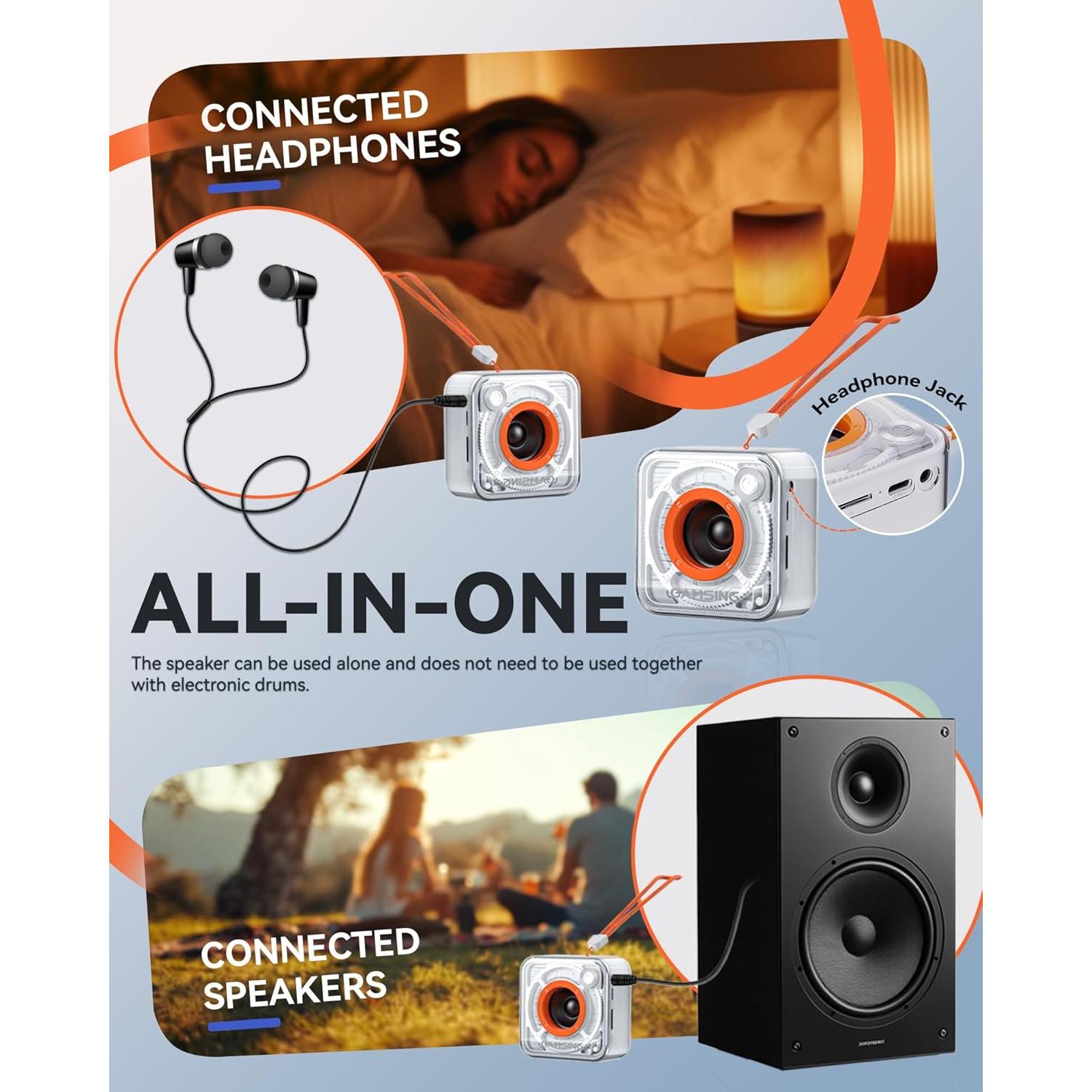 Set de Batería Electrónica Portátil GAMSING GRA20A - Silenciosa y Compacta