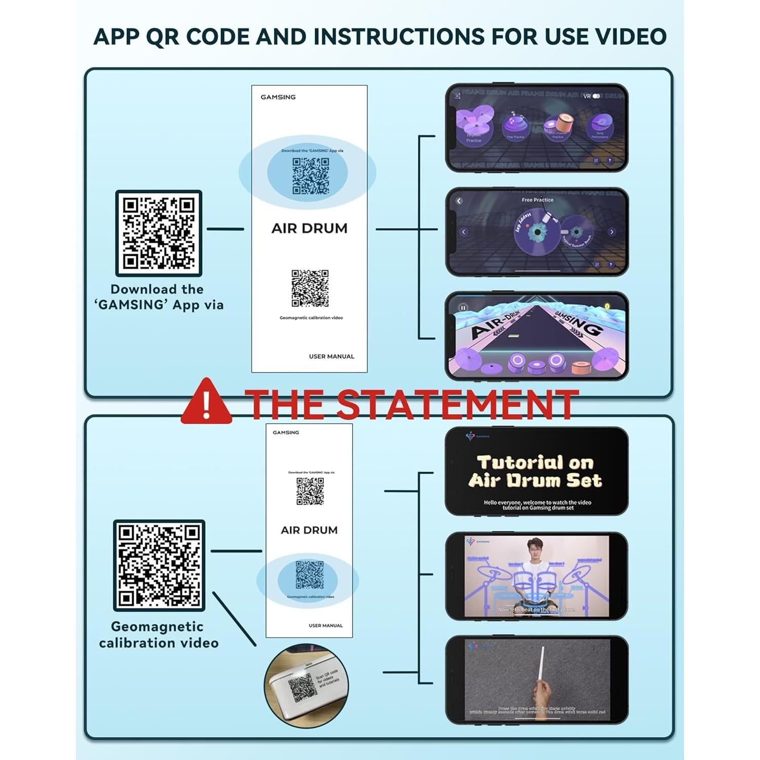 Set de Batería Electrónica Portátil GAMSING GRA20A - Silenciosa y Compacta