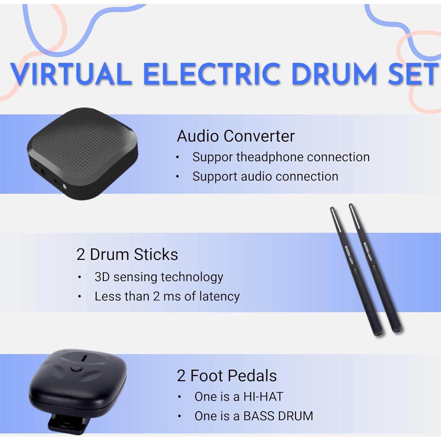 Conjunto de Batería Electrónica ZEMBSOYA para Adultos - Portátil