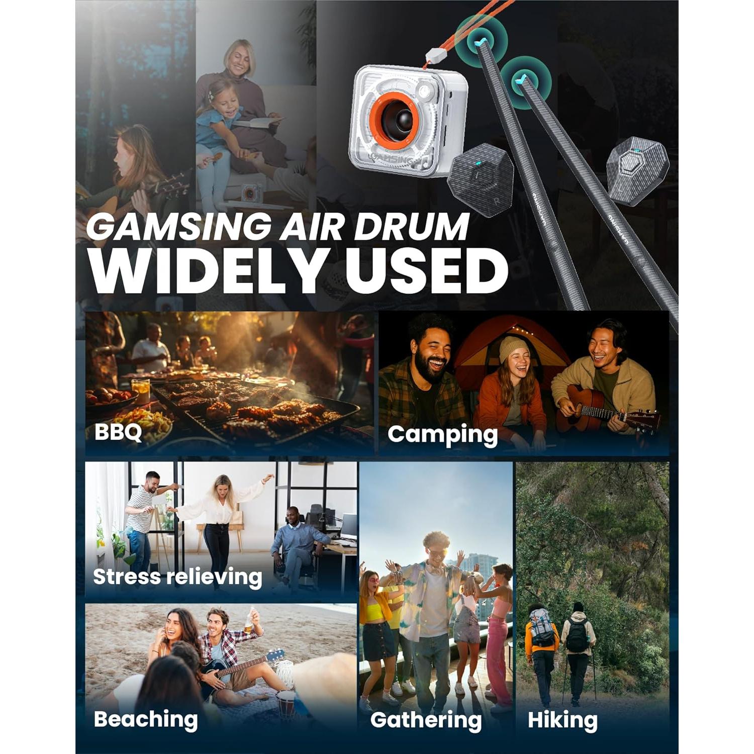 Set de Batería Electrónica Portátil Air Black - Baquetas y Pedales