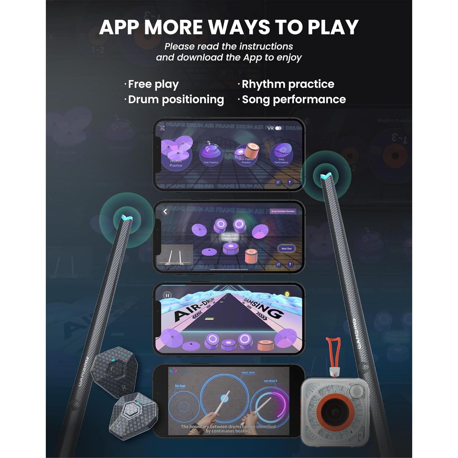 Set de Batería Electrónica Portátil Air Black - Baquetas y Pedales