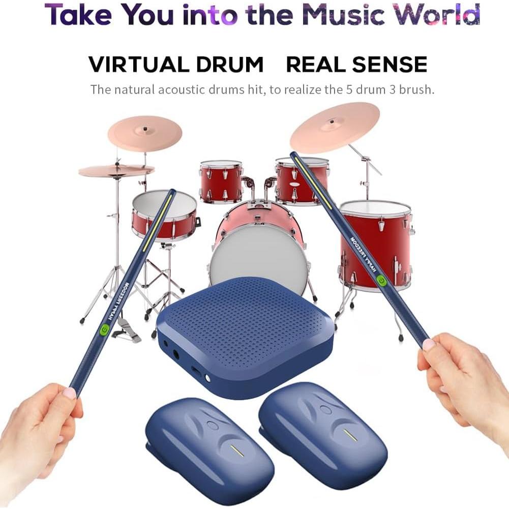 Juego de Batería Electrónica Virtual con Bluetooth y Pedales