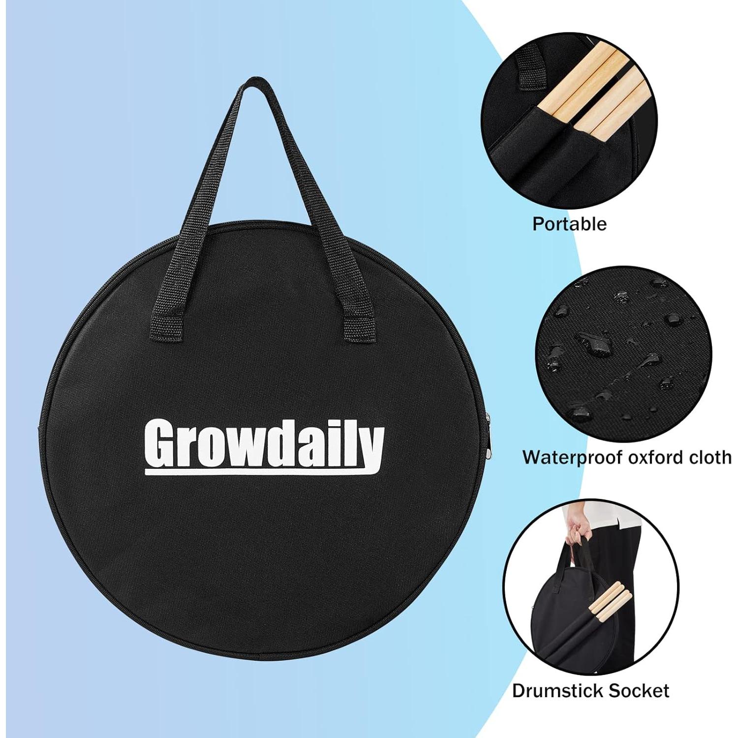Pad de práctica de batería GrowDaily 12" con baquetas y bolsa
