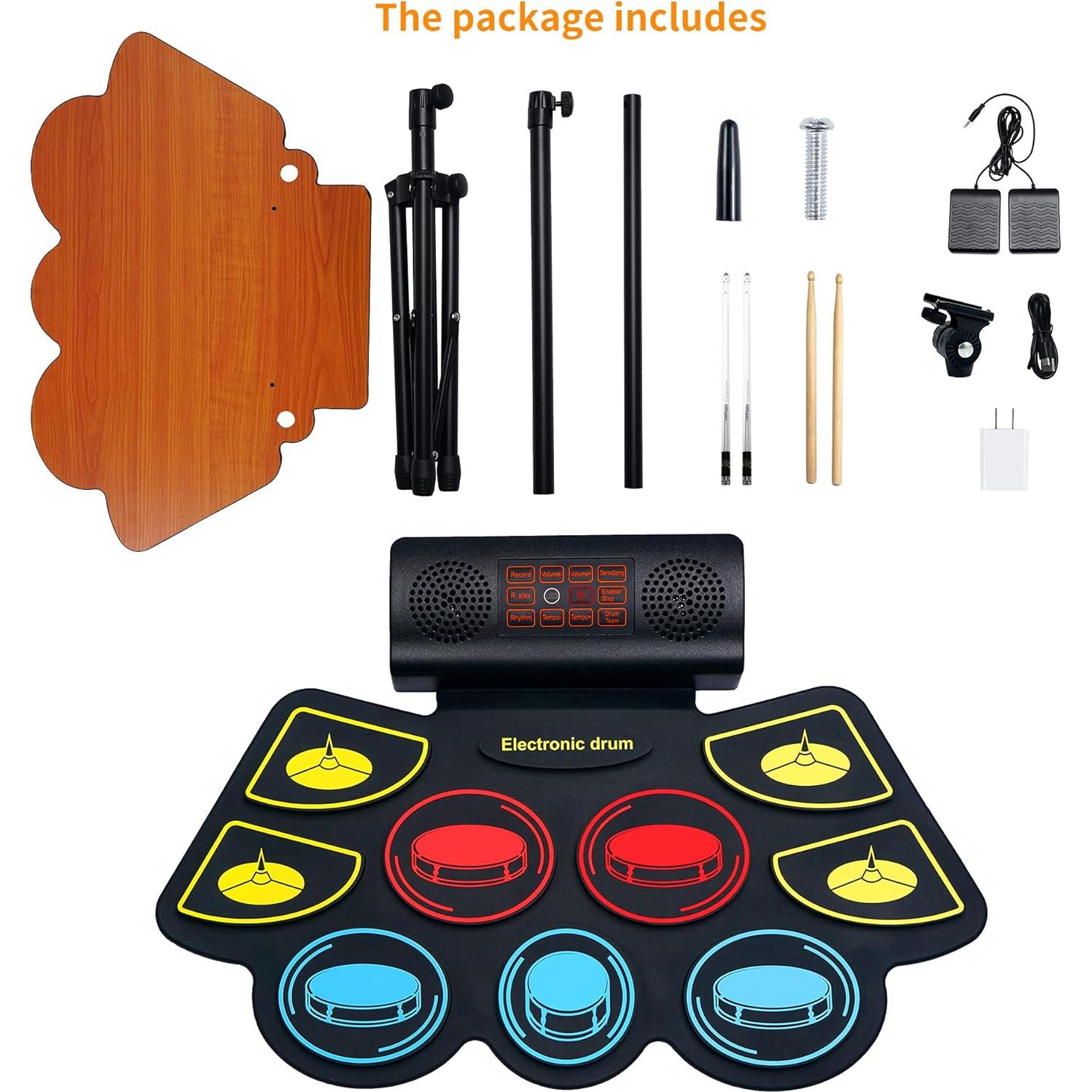 Set de Batería Electrónica Vhffoso con Baquetas LED y Soporte