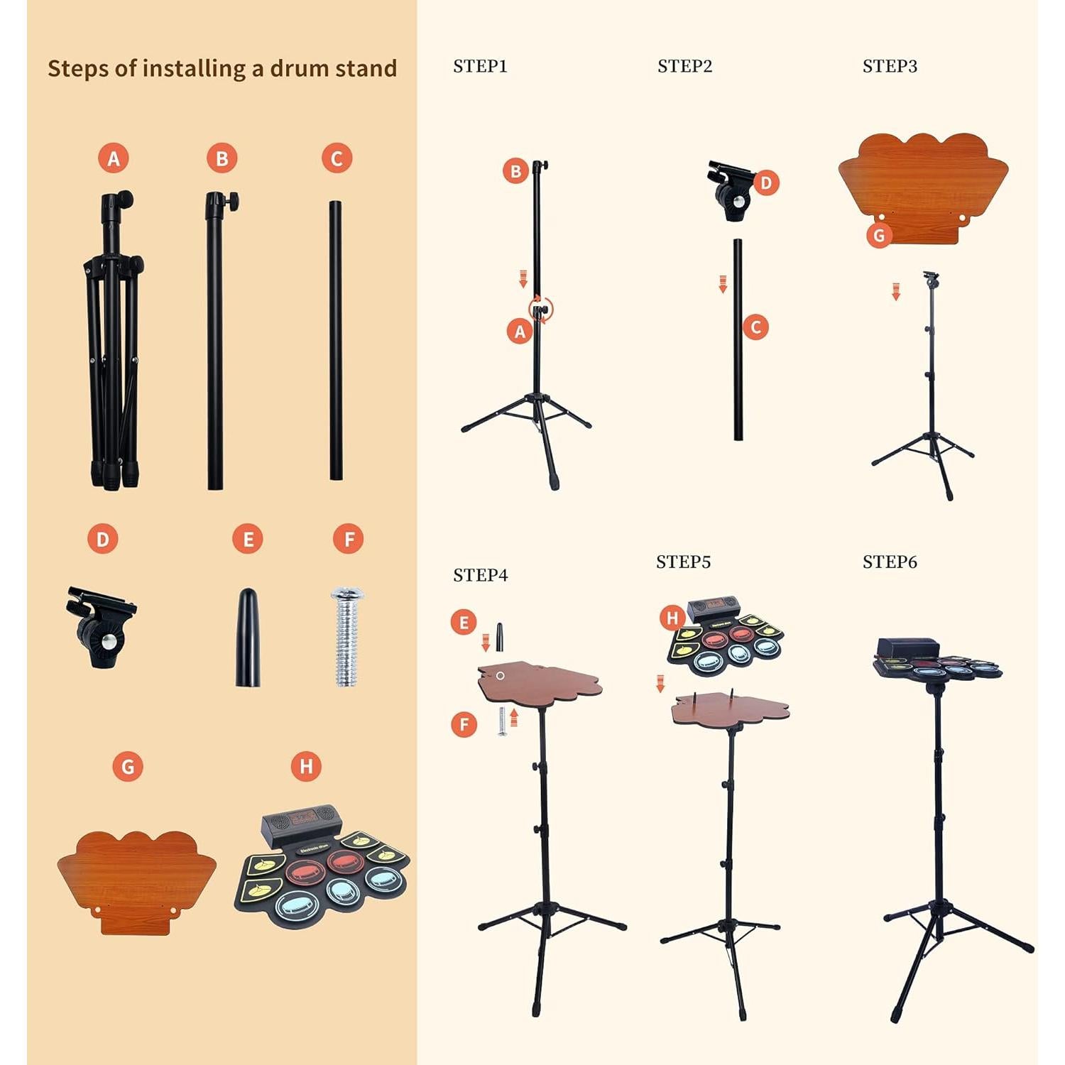 Set de Batería Electrónica Vhffoso con Baquetas LED y Soporte