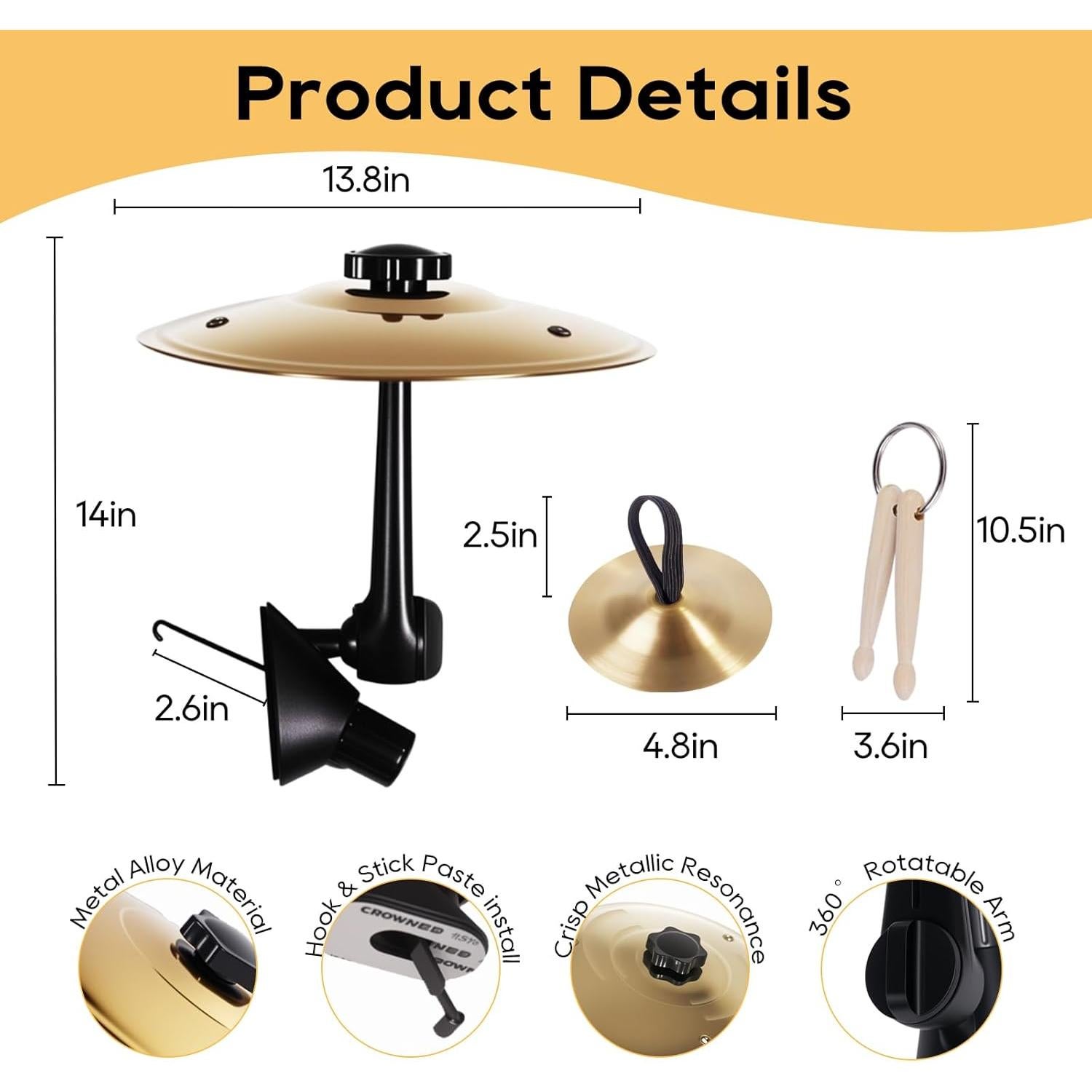 Cymbal de aire para coche WesGen CL001 - Oro, 15 cm