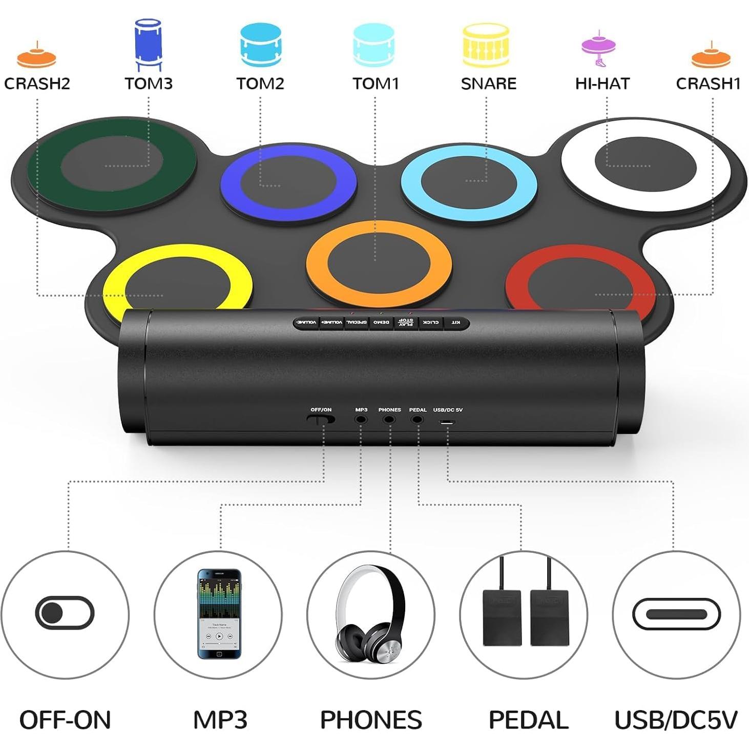 Set de Batería Electrónica IWORD G6009 Plegable 10 Horas