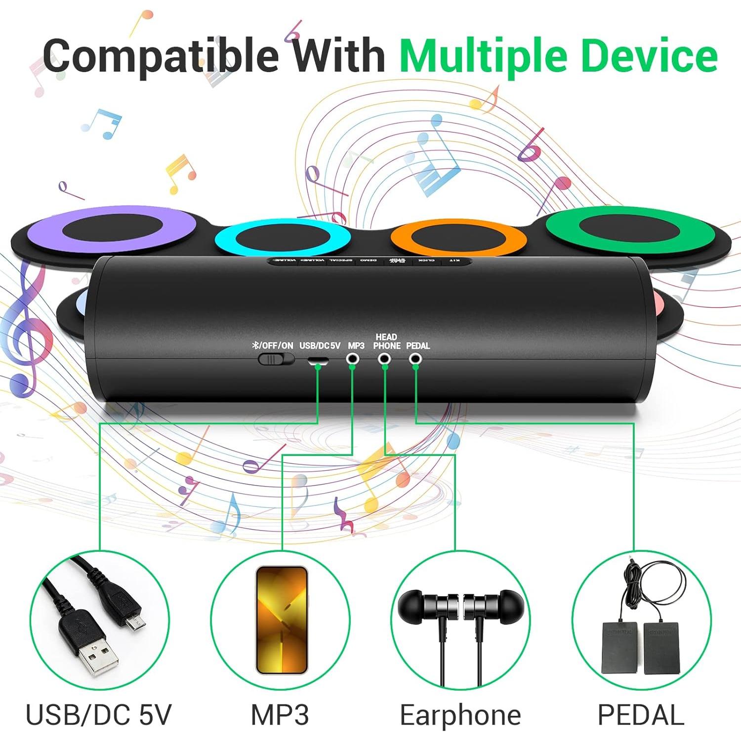 Set de Batería Electrónica Rocksocki 7 Pads para Niños