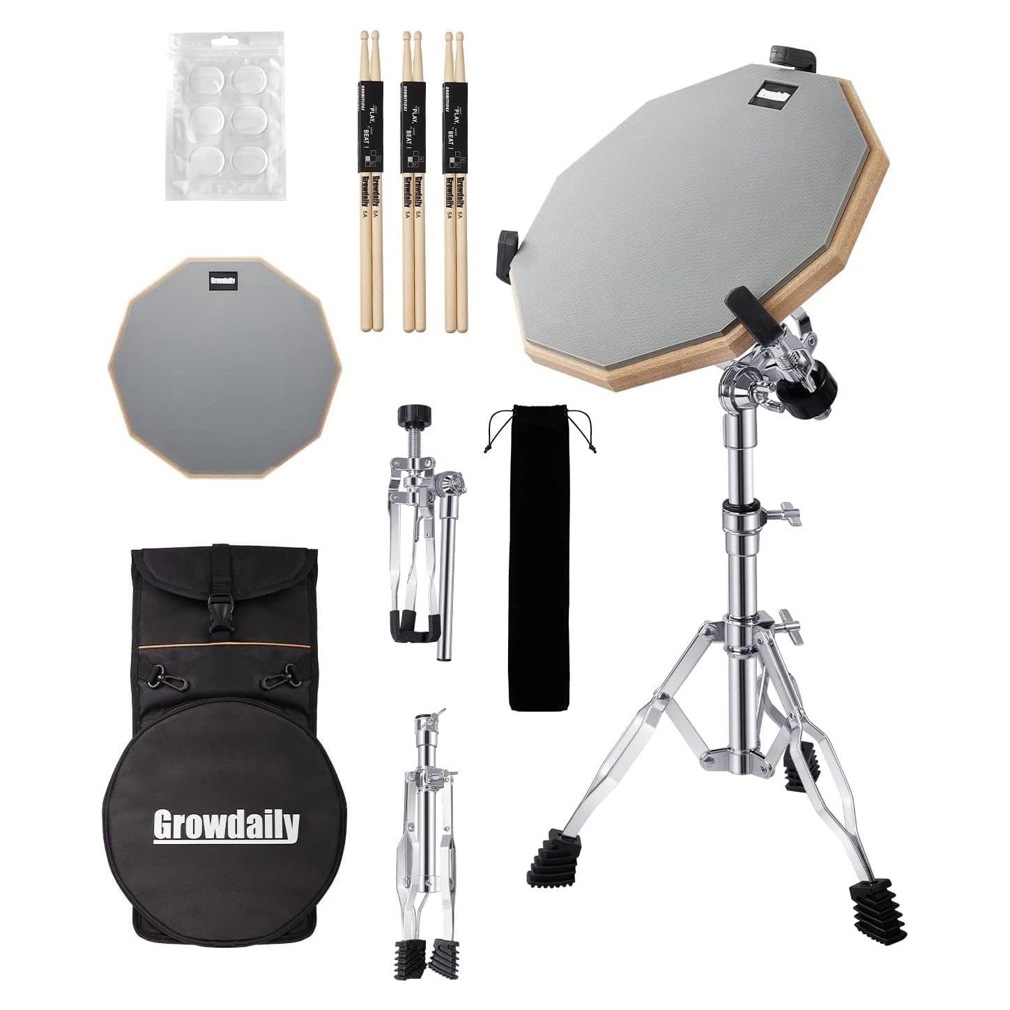 Set de Pad de Práctica para Batería G.D 12" con Soporte y Accesorios