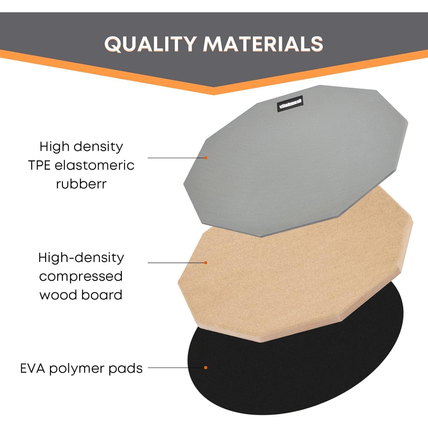 Set de Pad de Práctica para Batería G.D 12" con Soporte y Accesorios