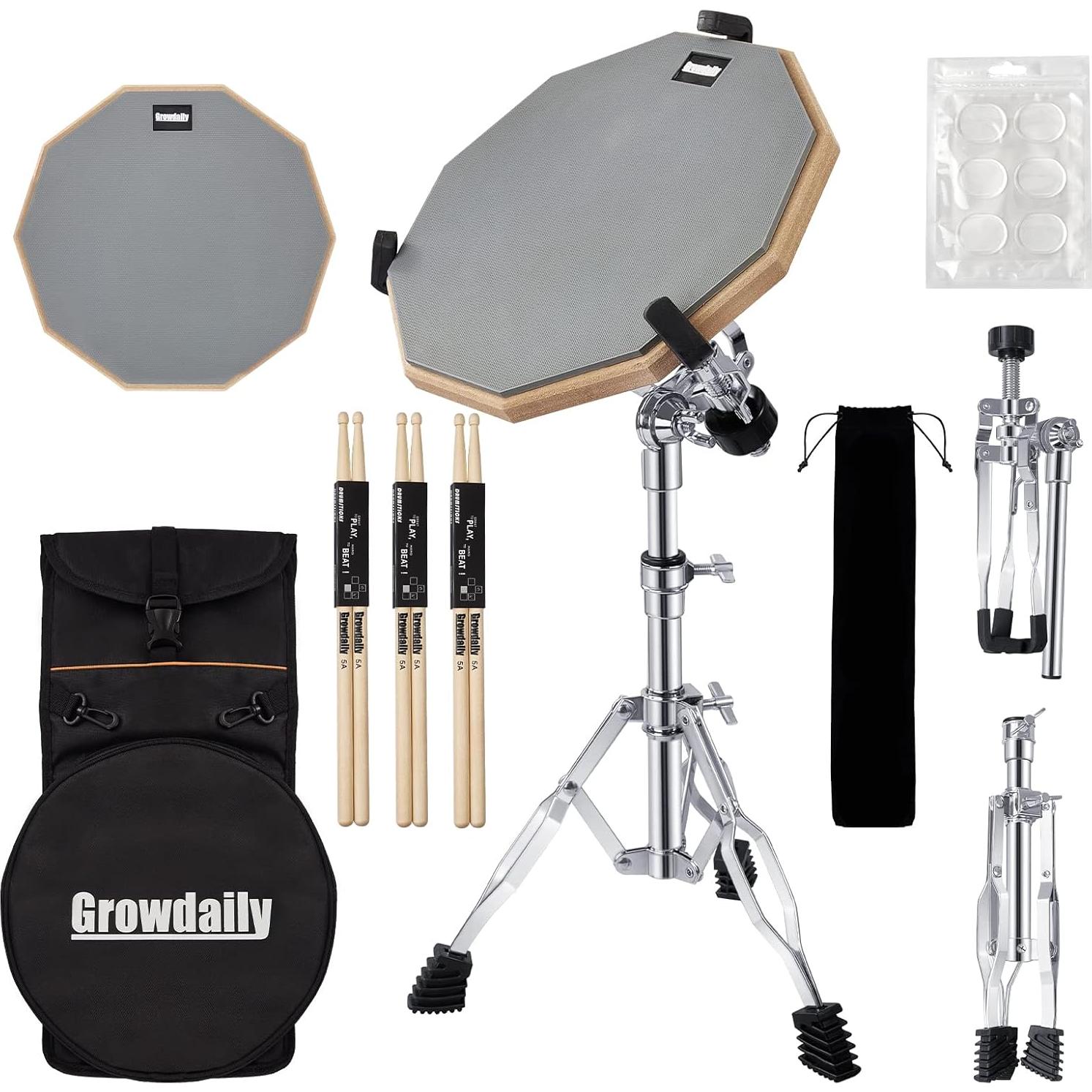 Set de Pad de Práctica para Batería G.D 12" con Soporte y Accesorios