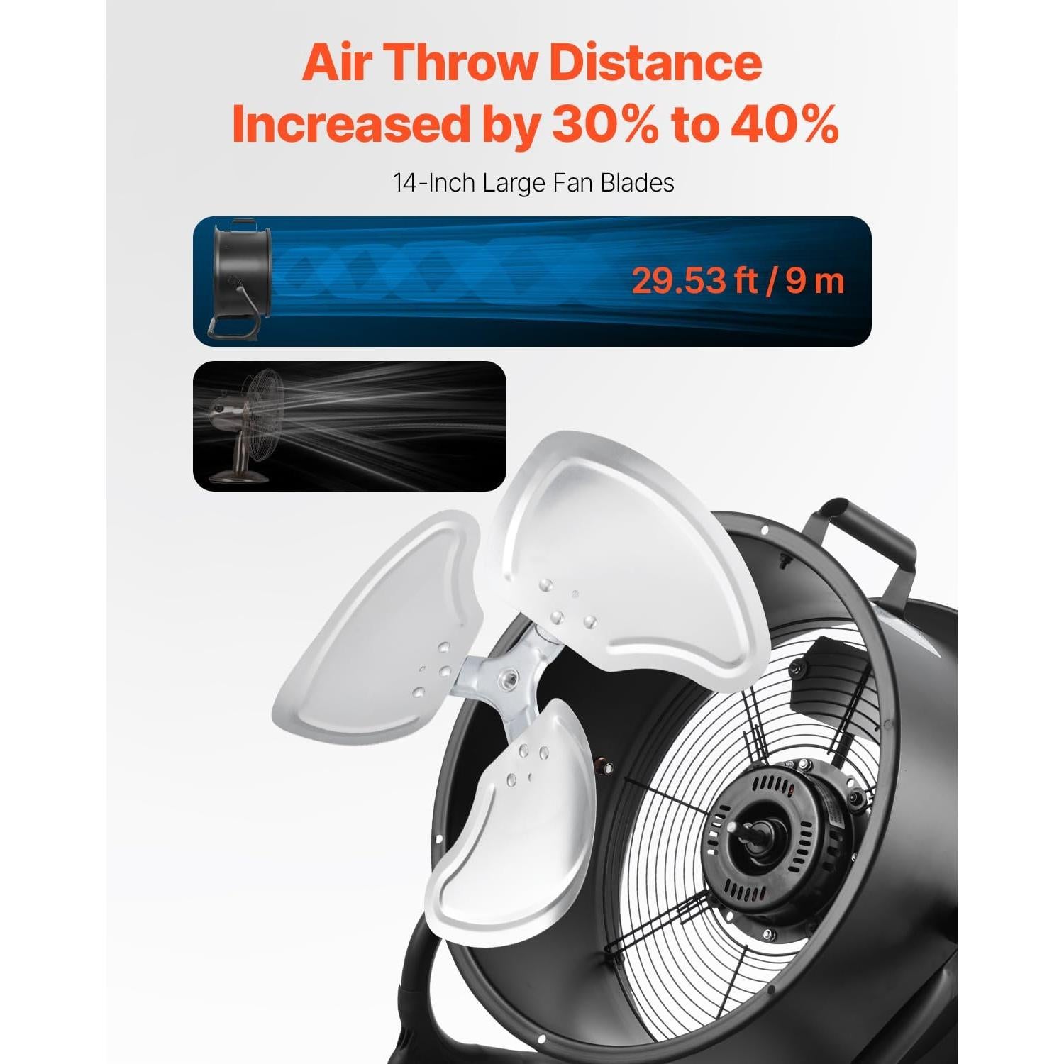 Ventilador de Piso VEVOR 35.56 cm Industrial 3 Velocidades