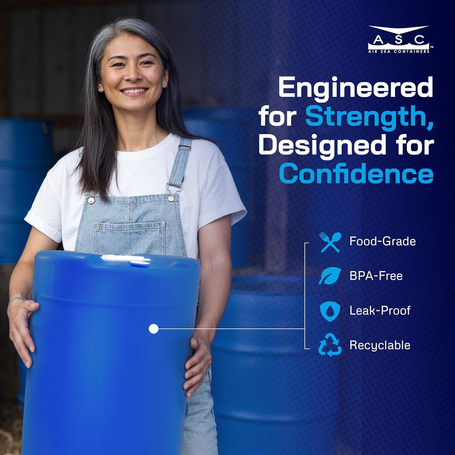 Tambor de Plástico Azul 15 Galones Air Sea Containers - Cerrado con Tapa de Tornillo