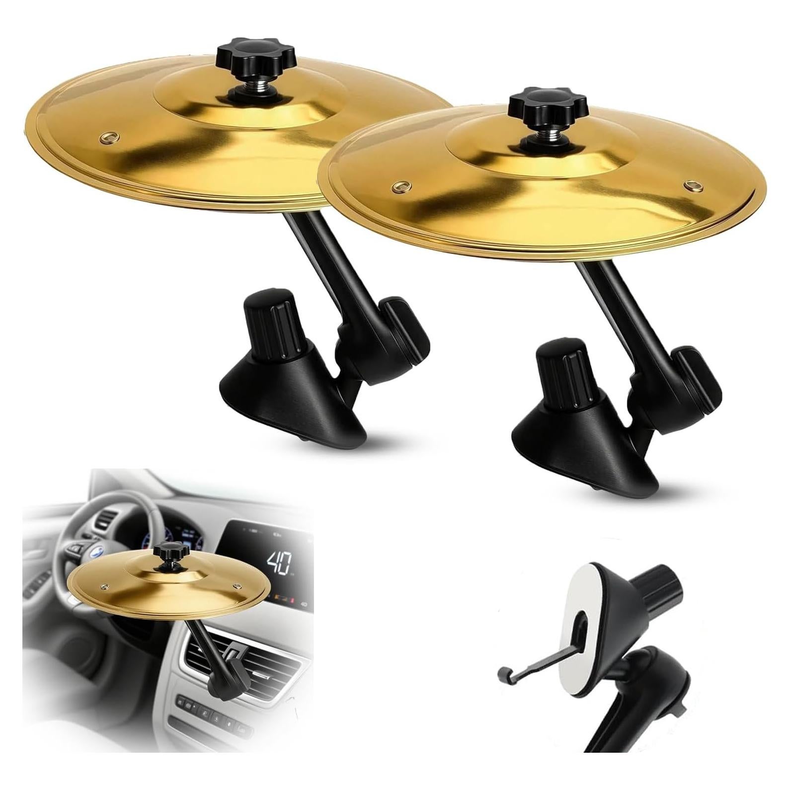 Platillo de Choque para Auto Mini Oro - Gadget Musical para Vehículos