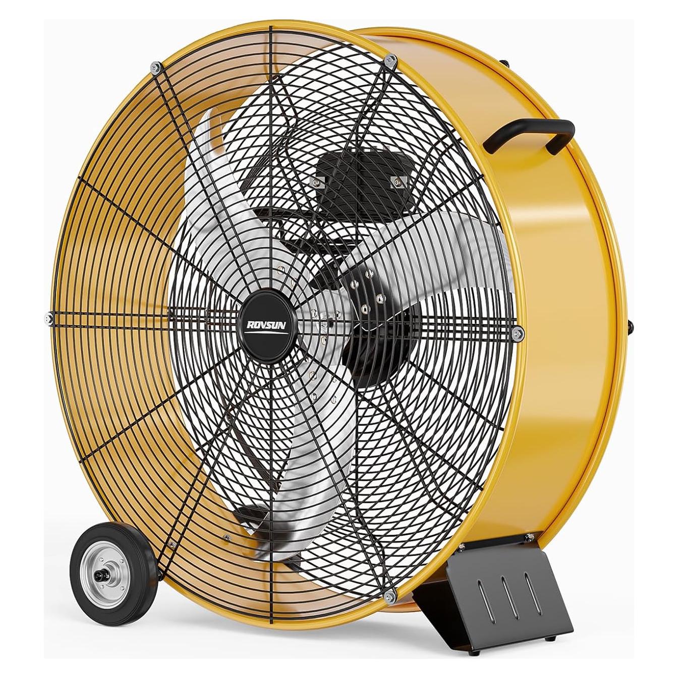 Ventilador de tambor industrial Bonnlo 24" amarillo 9500CFM