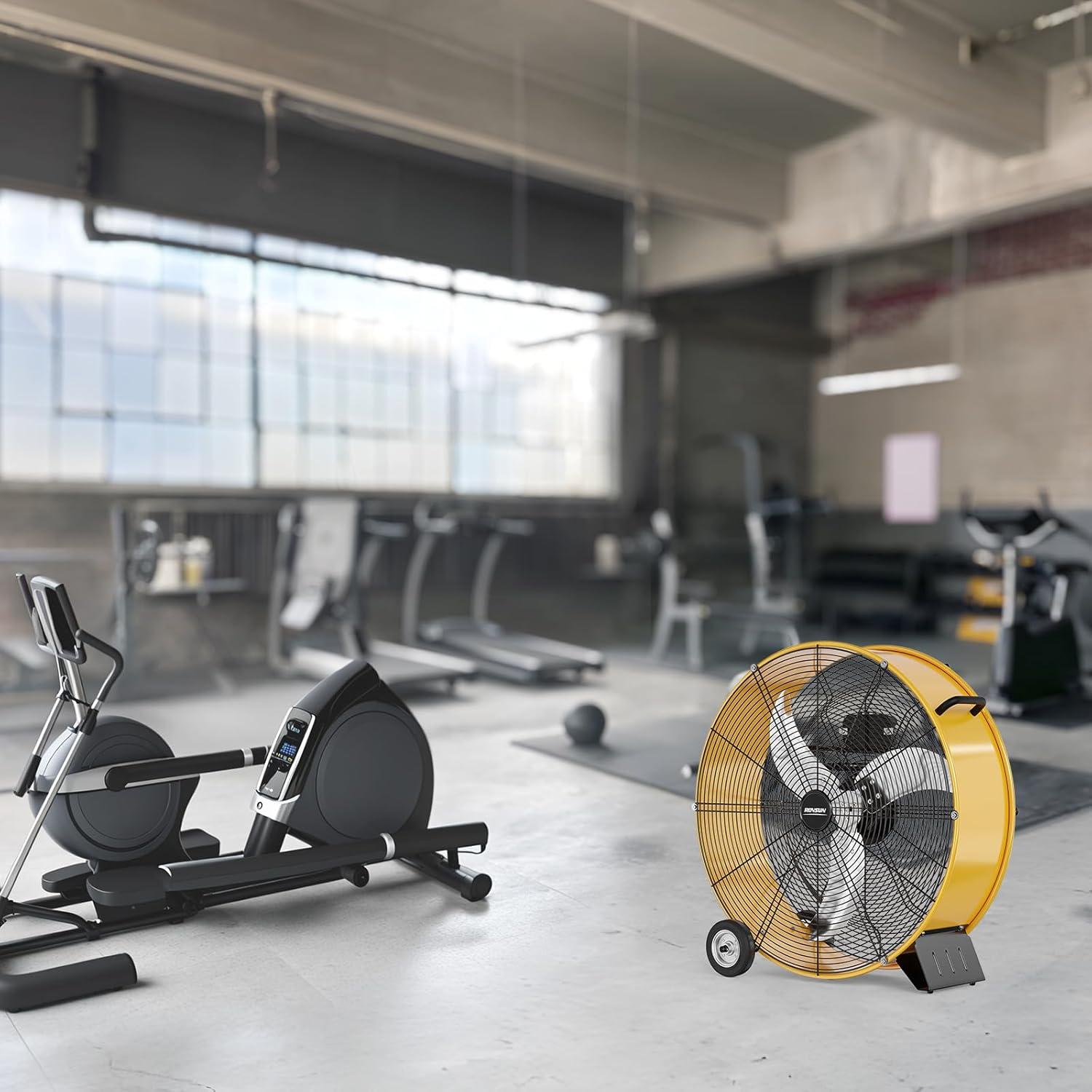 Ventilador de tambor industrial Bonnlo 24" amarillo 9500CFM